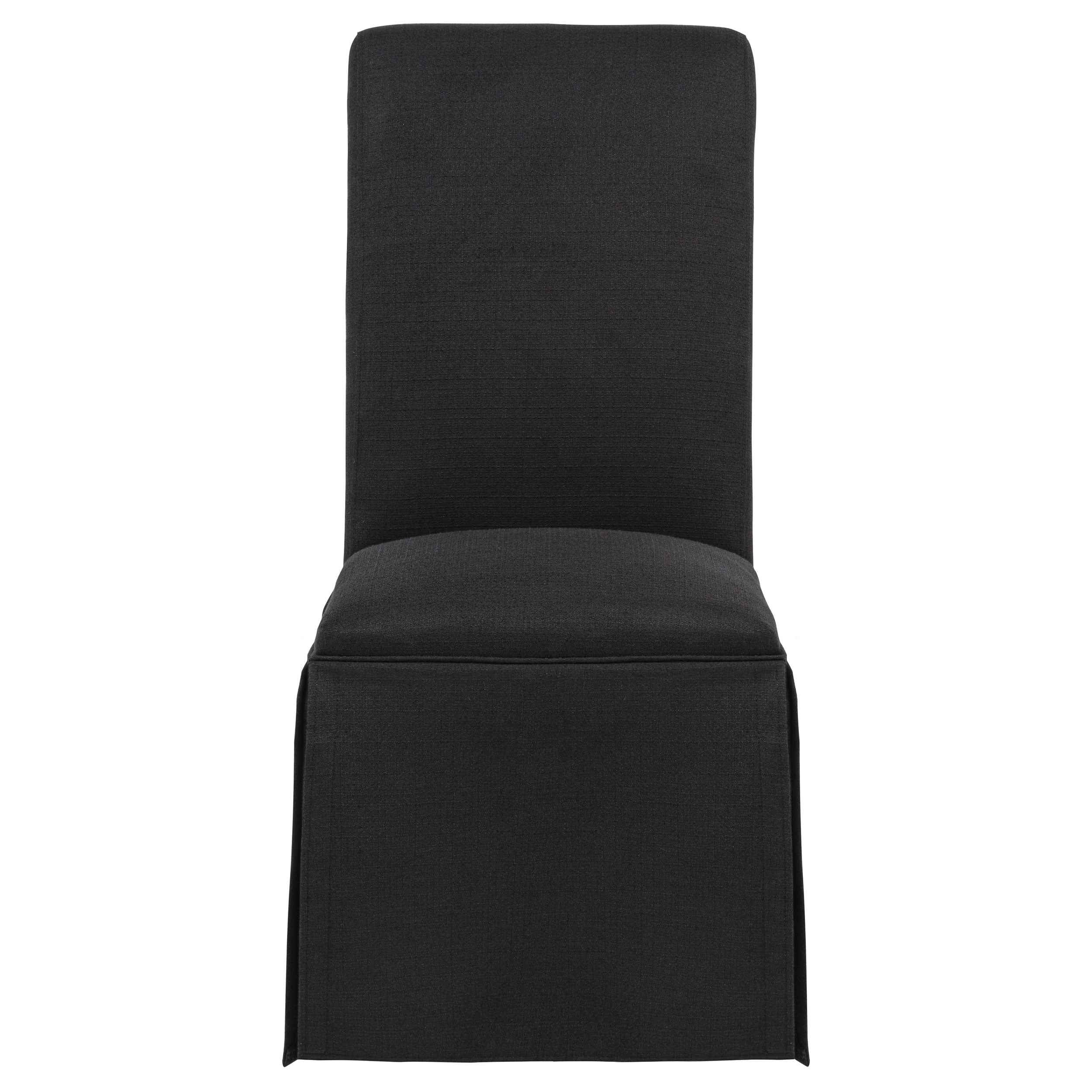 Shawna Black Upholstered Skirted Side Chair (Set of 2) - Image 4