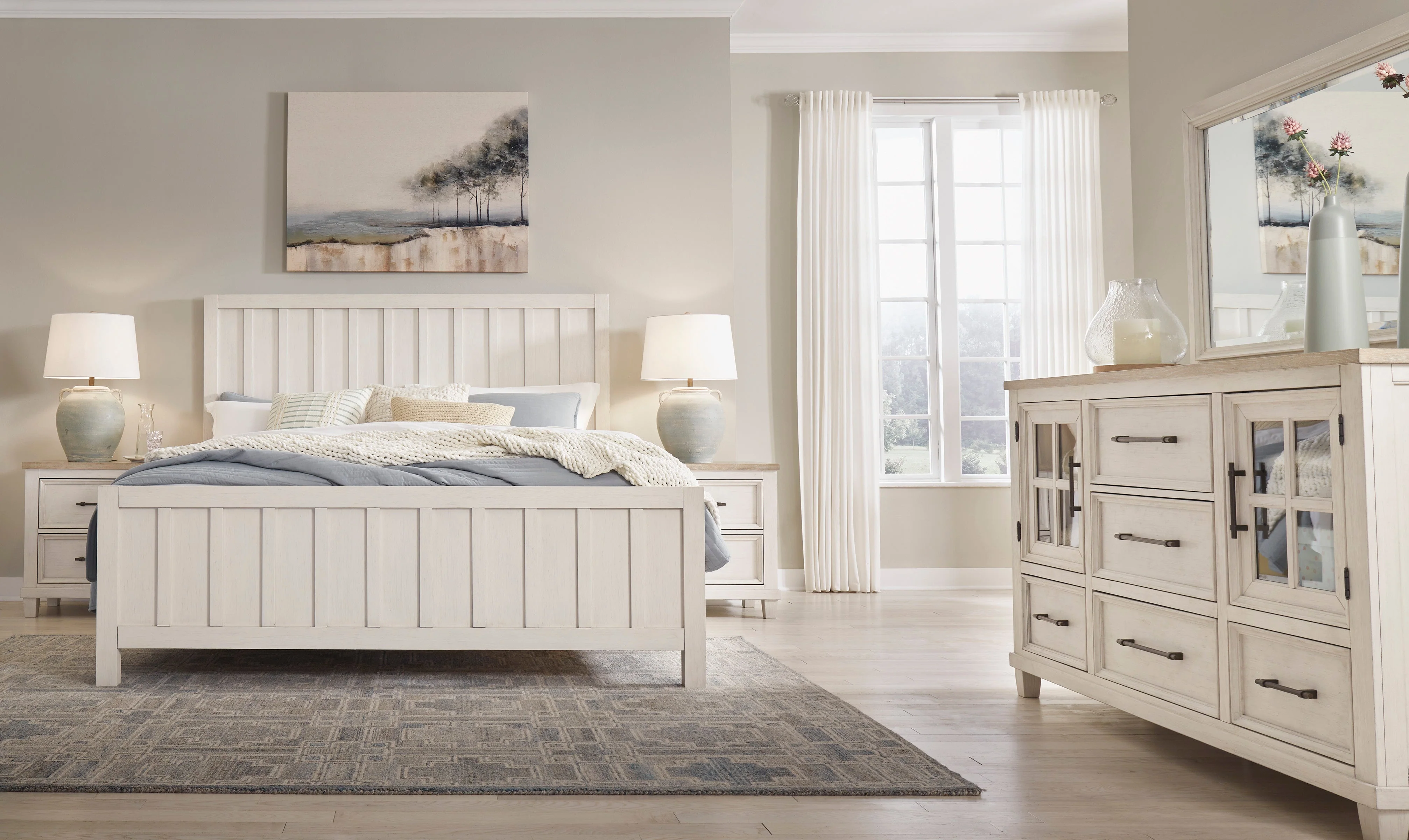 Shaybrock Antique White/Brown Panel Bedroom Set - Image 54