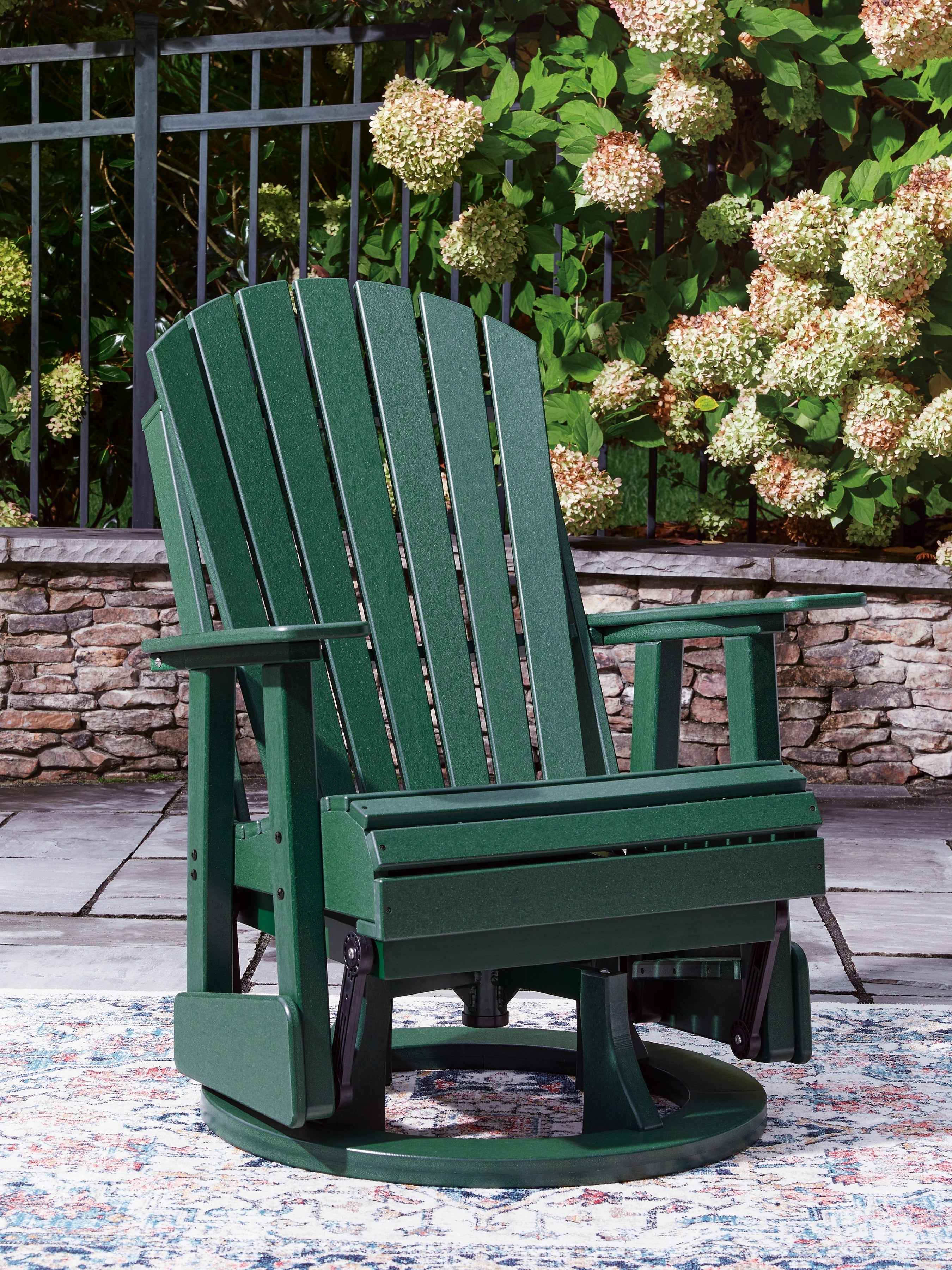 Shell Beach Green Outdoor Swivel Glider Chair - Image 7