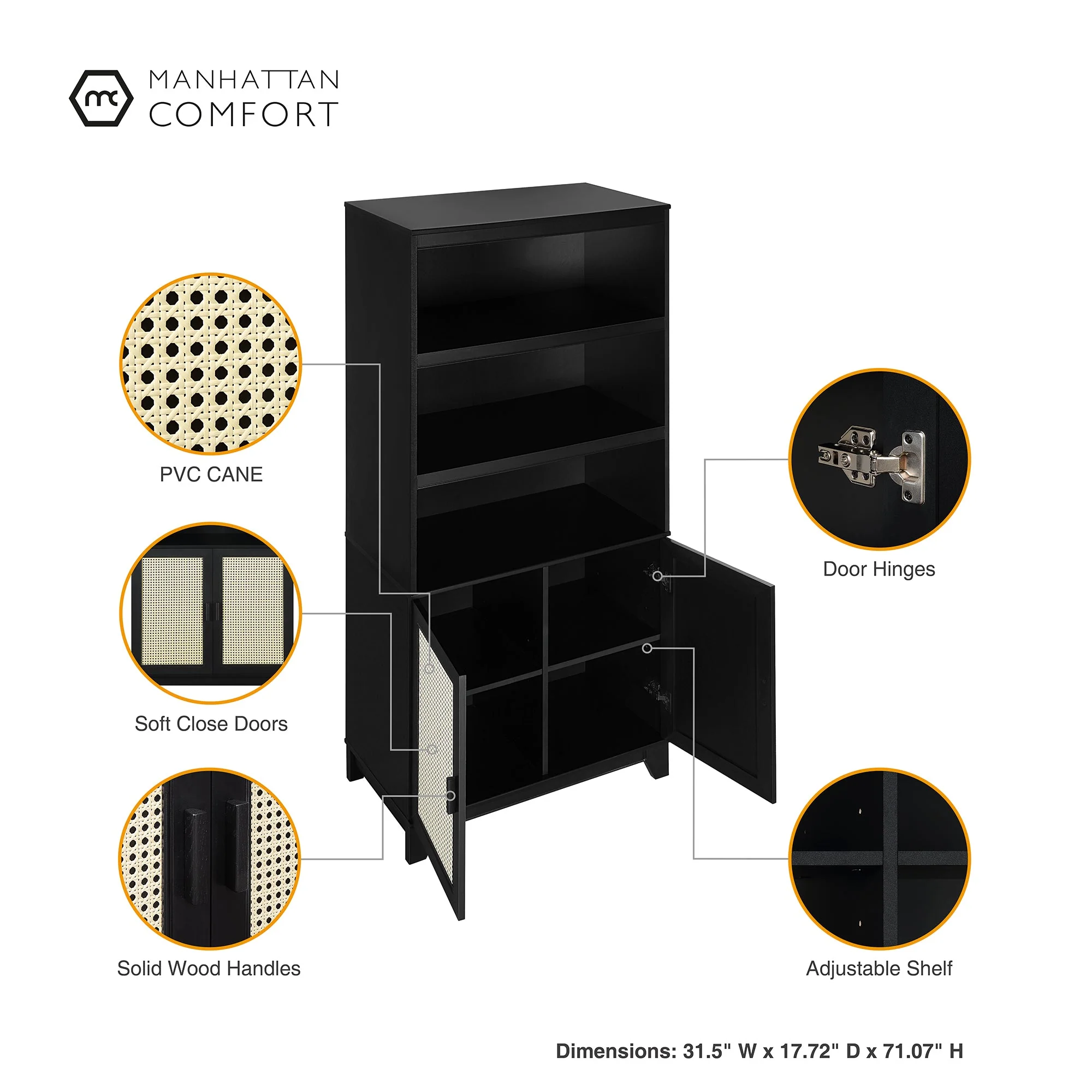 Sheridan Bookcase Cabinet in Black (set of 2) - Image 3