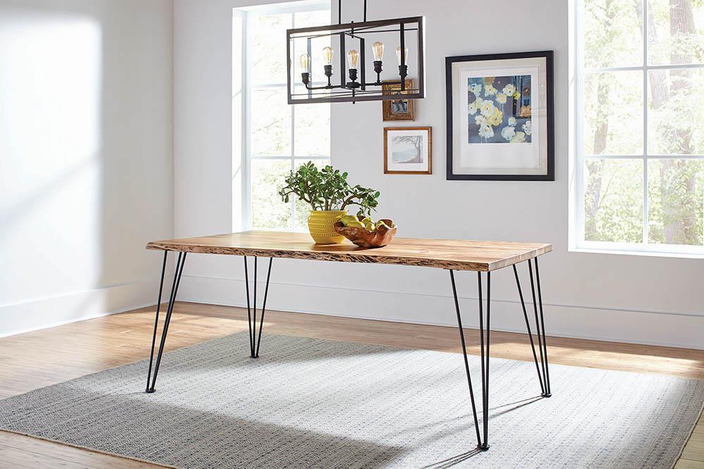Sherman Natural Acacia and Matte Black Rectangular Dining Table