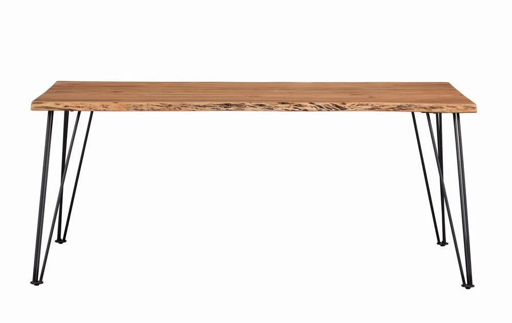 Sherman Natural Acacia and Matte Black Rectangular Dining Table - Image 2