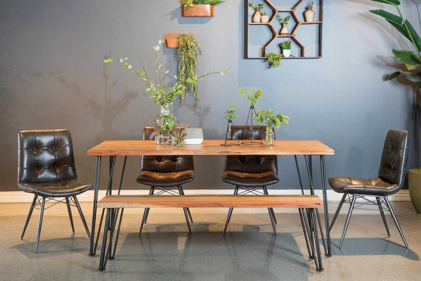 Sherman Natural Acacia and Matte Black Rectangular Dining Table - Image 7