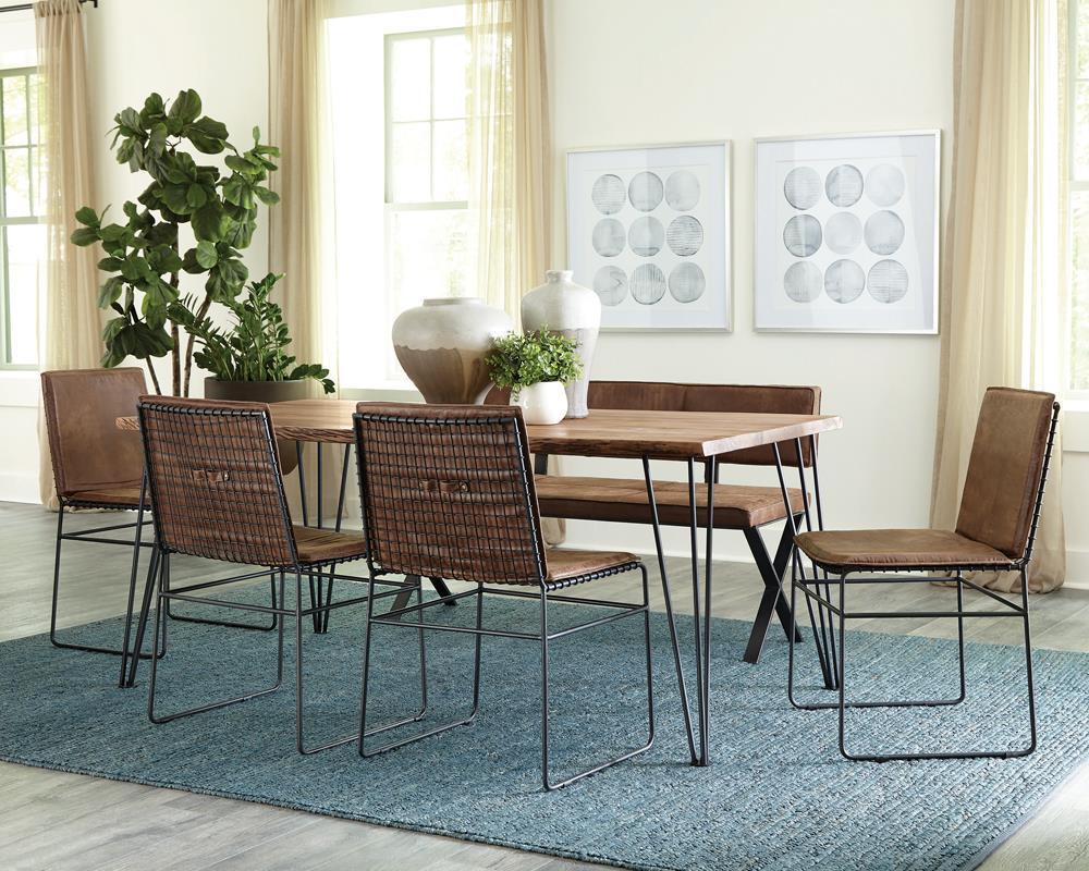 Sherman Natural Acacia and Matte Black Rectangular Dining Table - Image 8