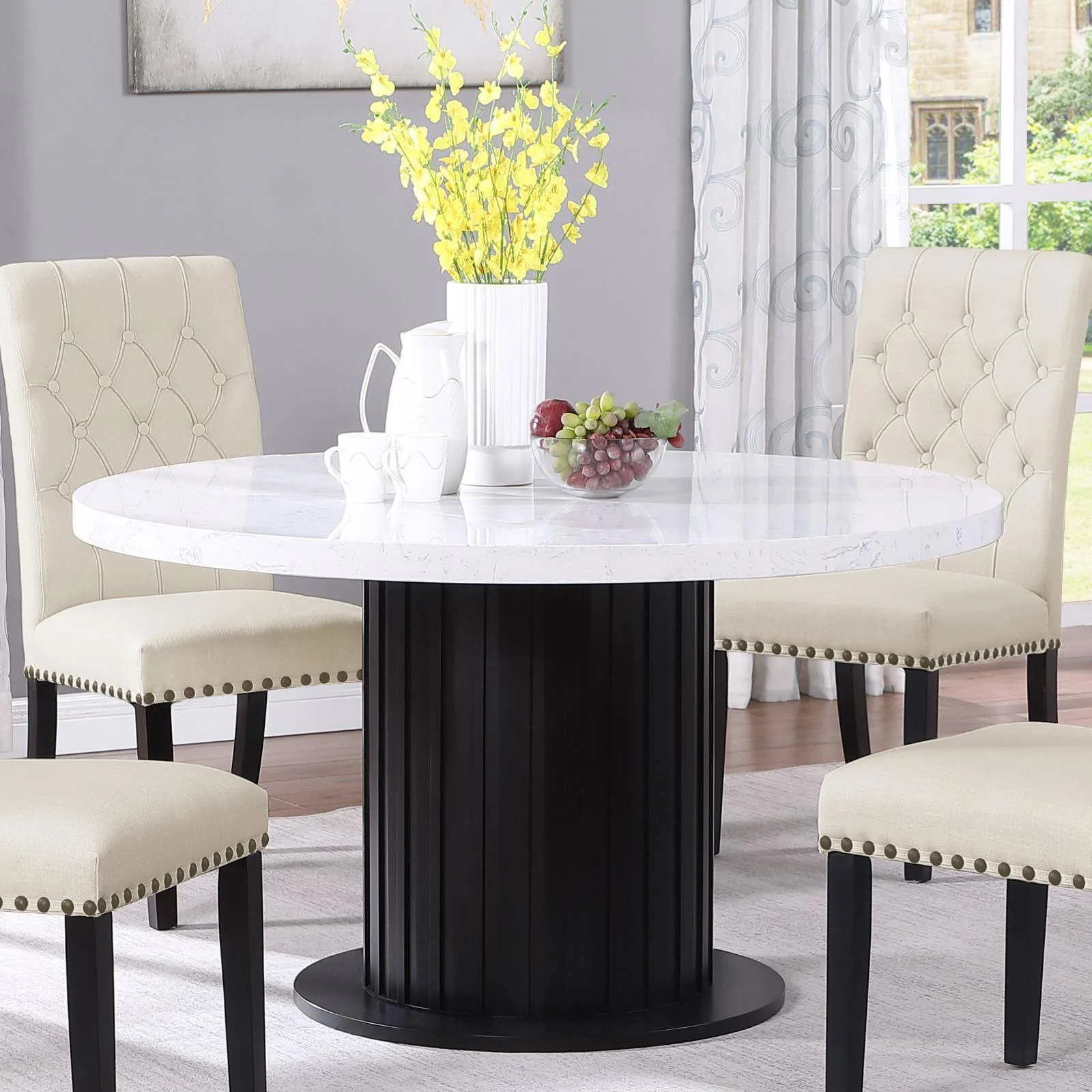 Sherry Rustic Espresso/White Round Dining Table - Image 10