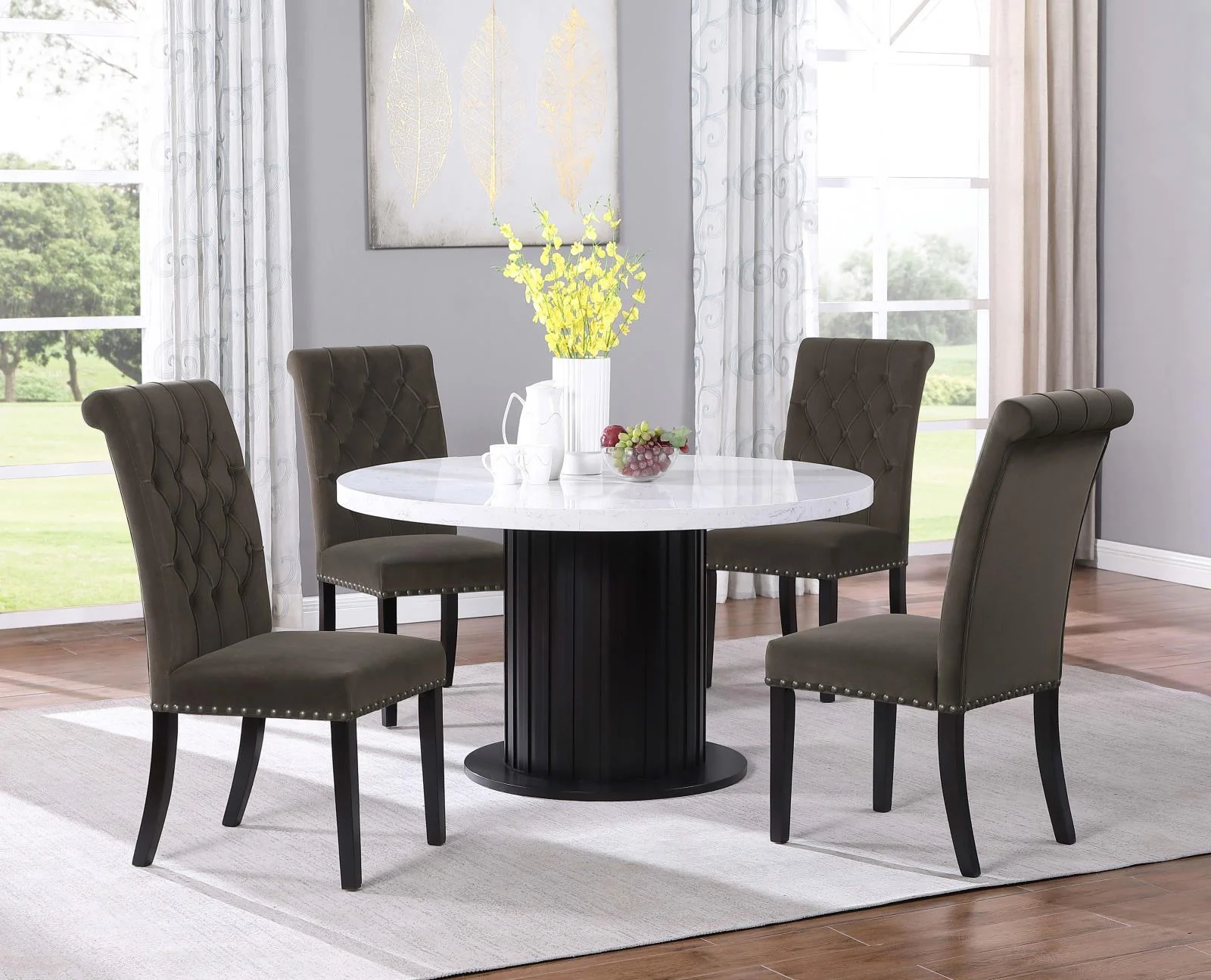 Sherry Rustic Espresso/White Round Dining Table - Image 7