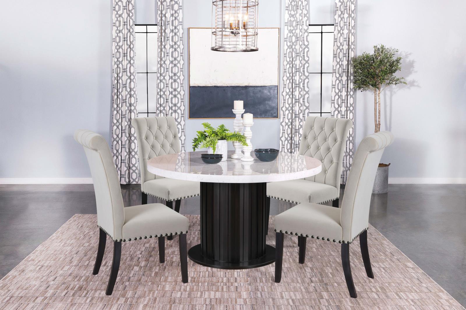 Sherry Rustic Espresso/White Round Dining Table - Image 8