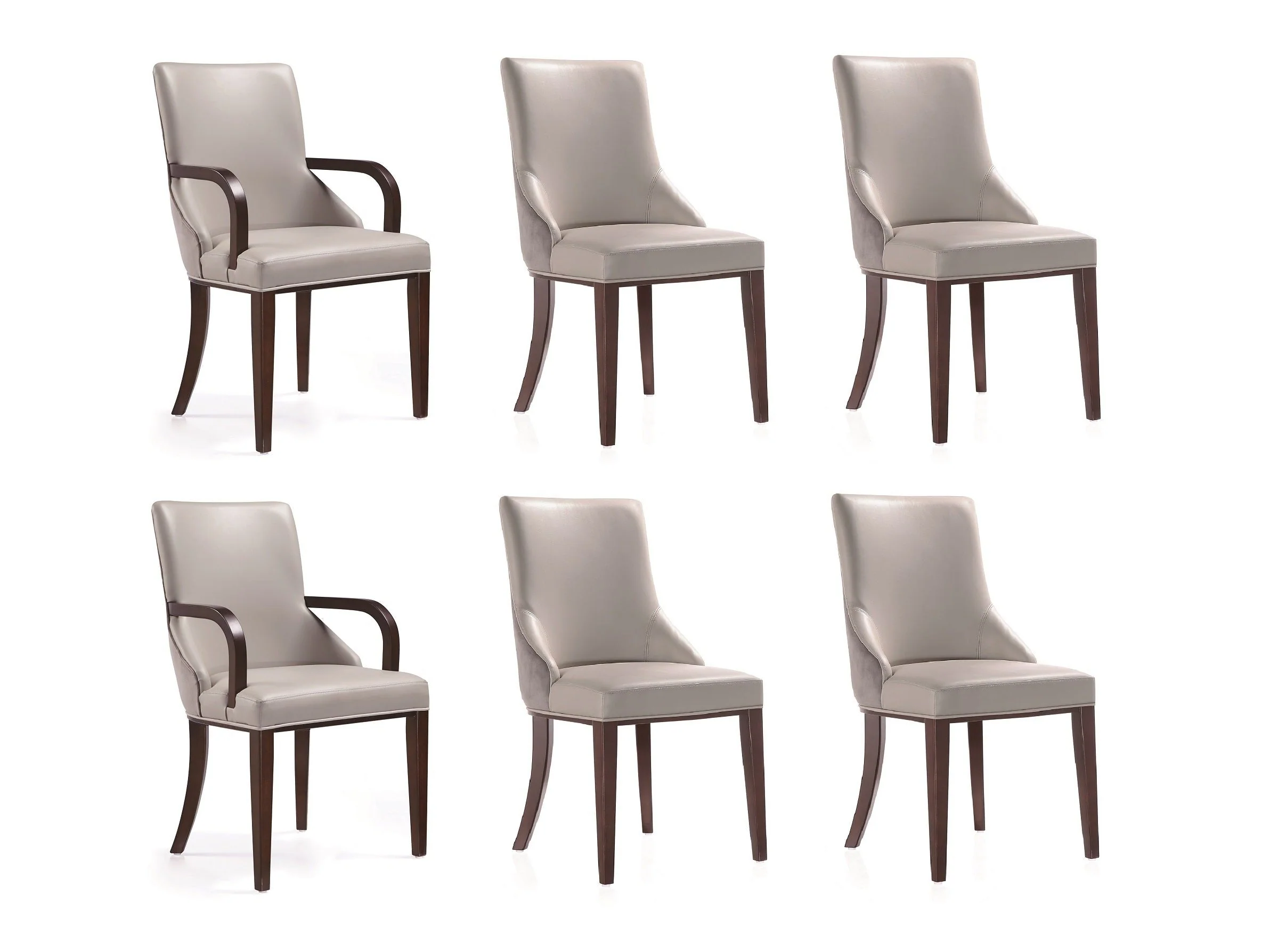 Shubert 6-Piece Faux Leather and Velvet Dining Chair Set in Light Grey