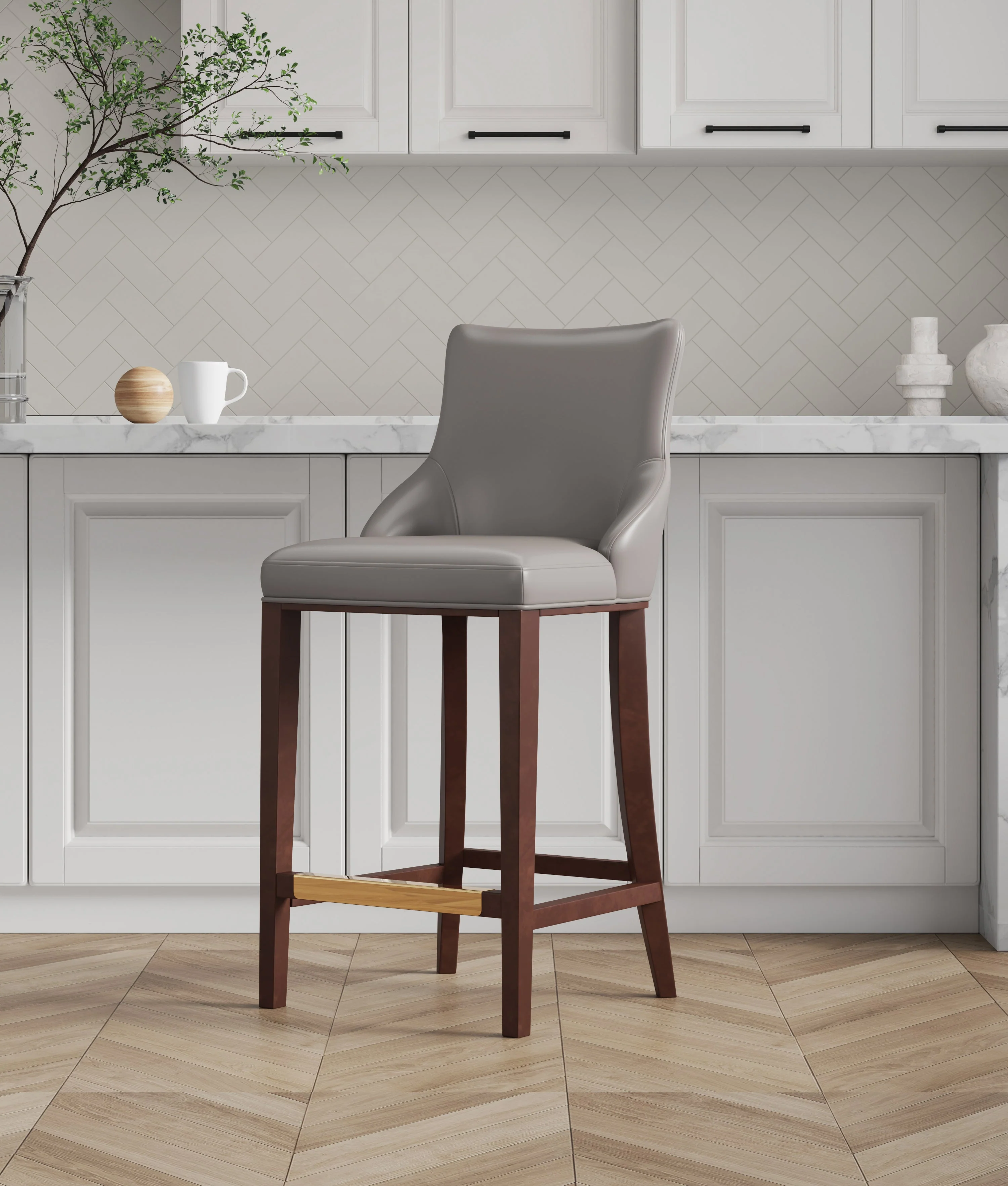 Shubert Barstool in Dark Taupe - Image 2