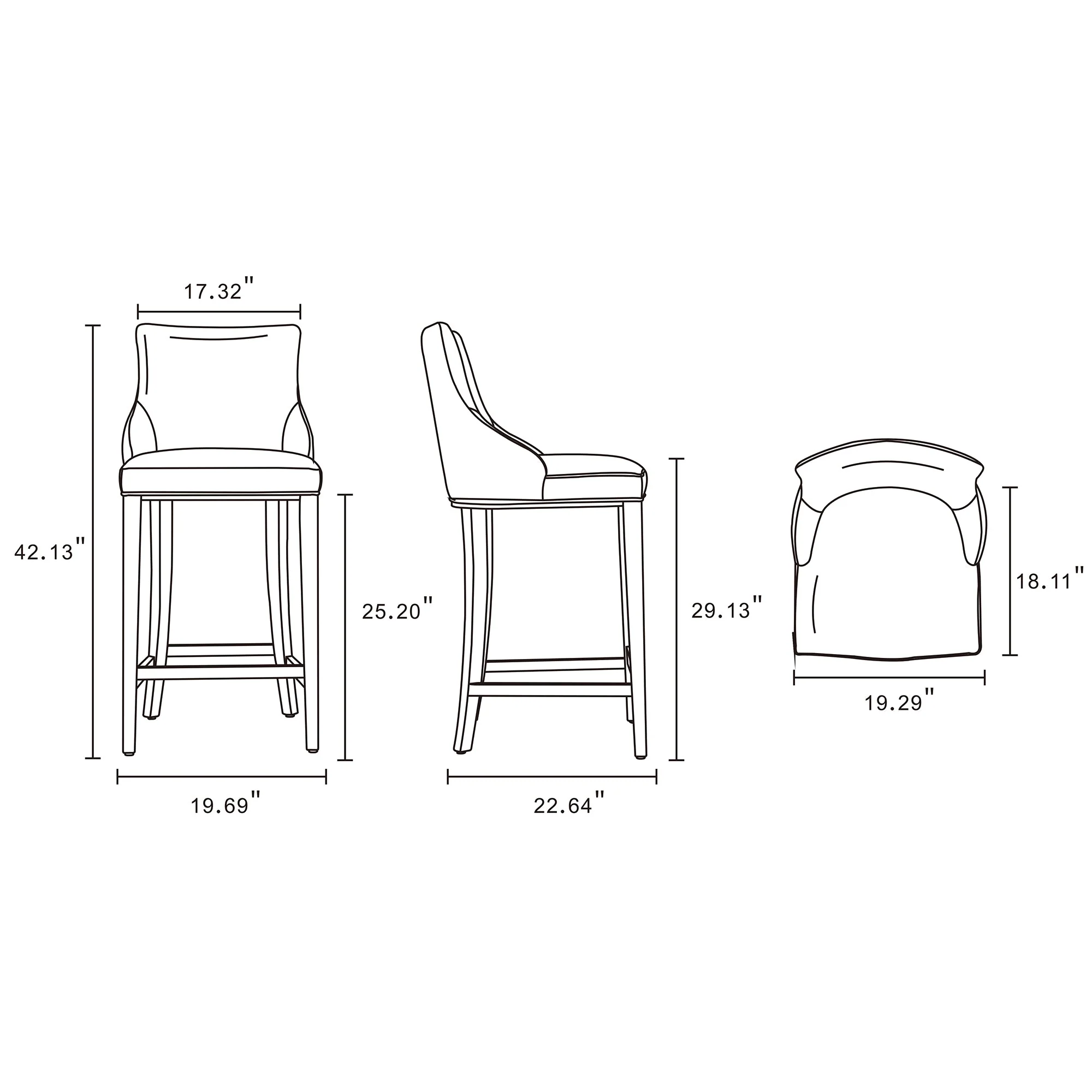 Shubert Barstool in Dark Taupe (set of 2) - Image 3