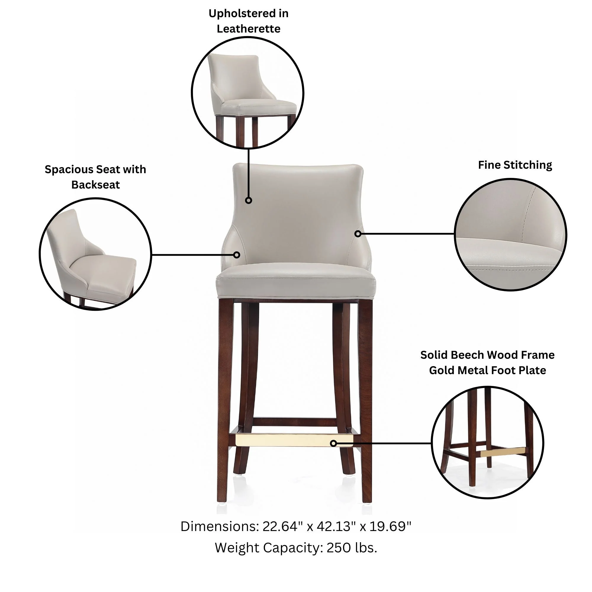 Shubert Barstool in Light Grey - Image 4
