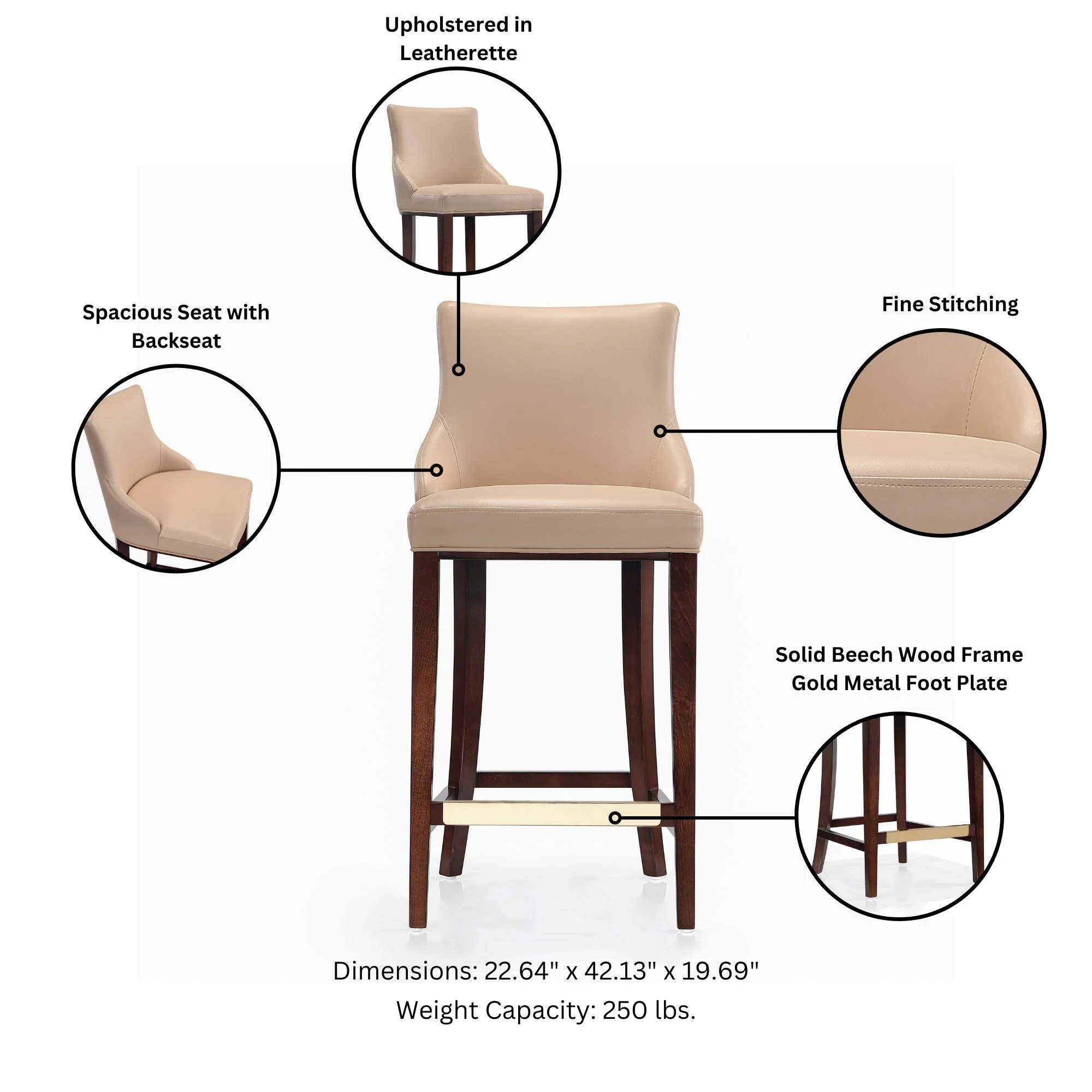 Shubert Barstool in Tan - Image 4