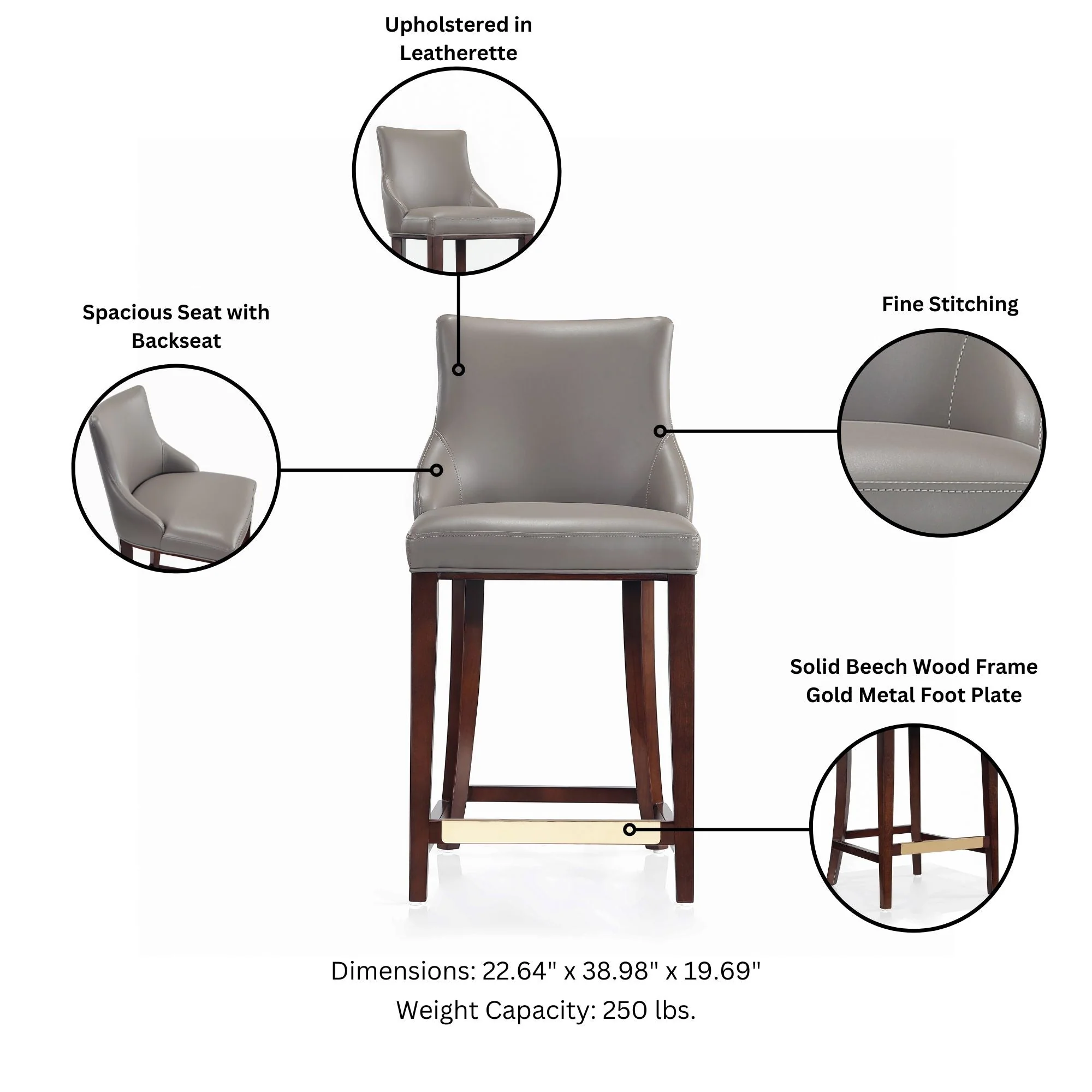 Shubert Counter Stool in Dark Taupe (set of 3) - Image 4