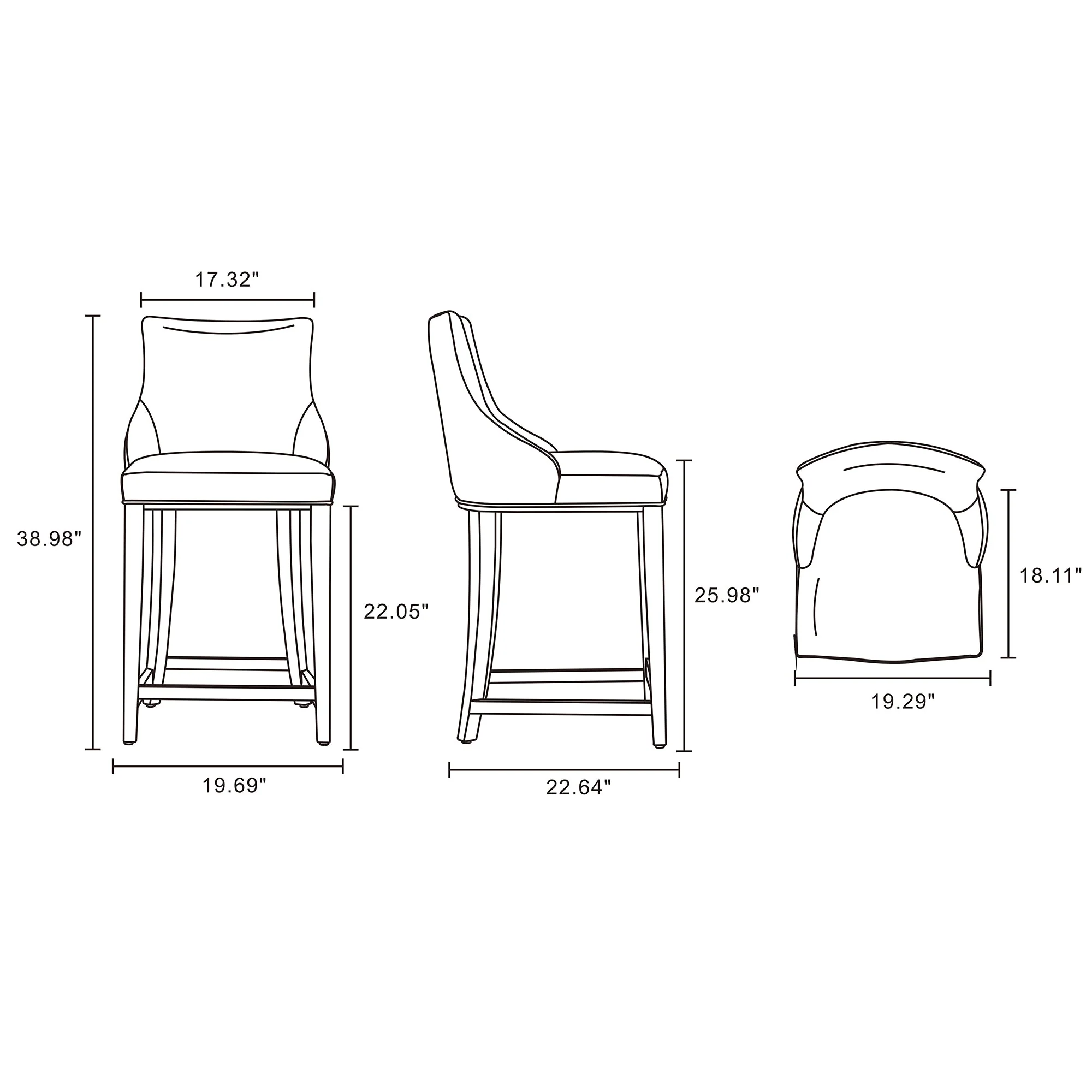 Shubert Counter Stool in Ivory - Image 3
