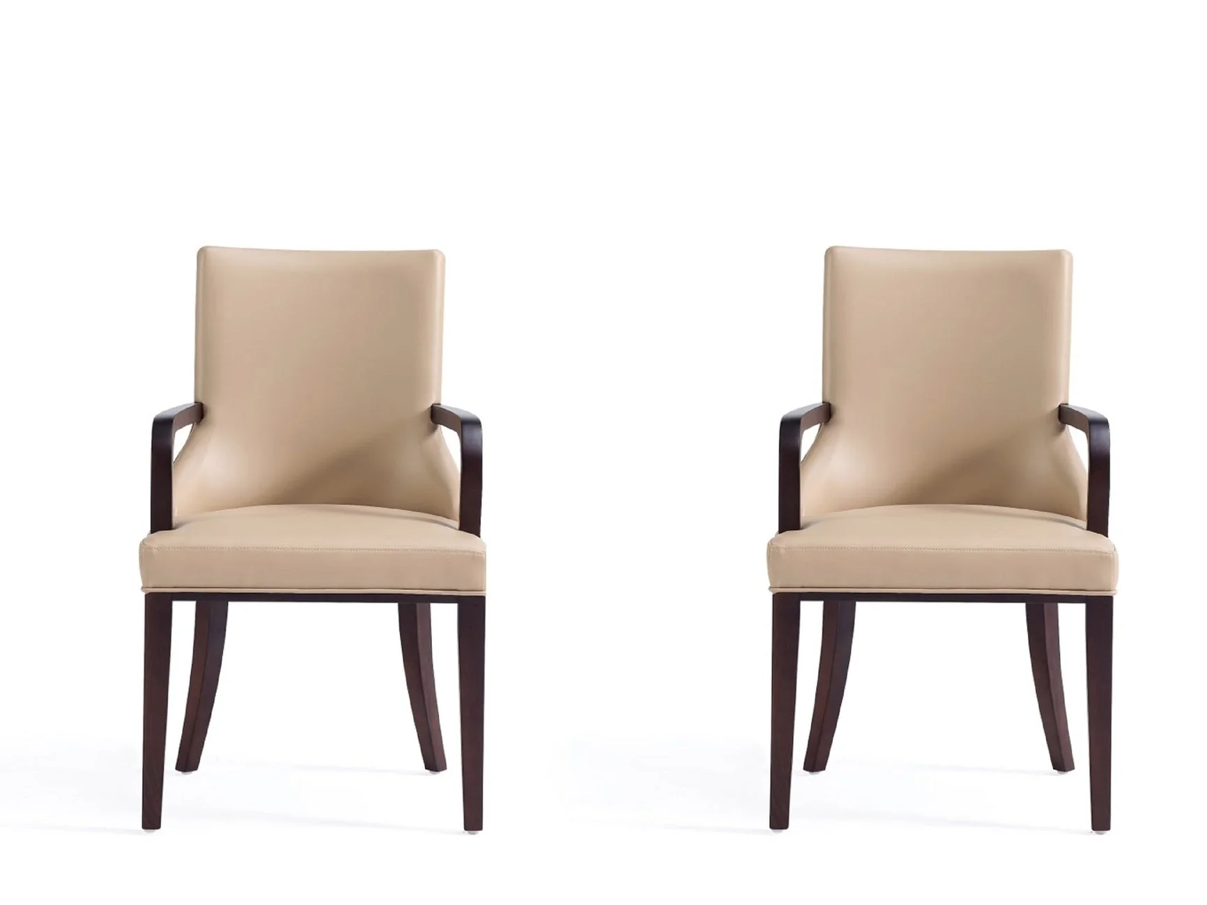 Shubert Faux Leather and Velvet Dining Armchair in Tan (set of 2)