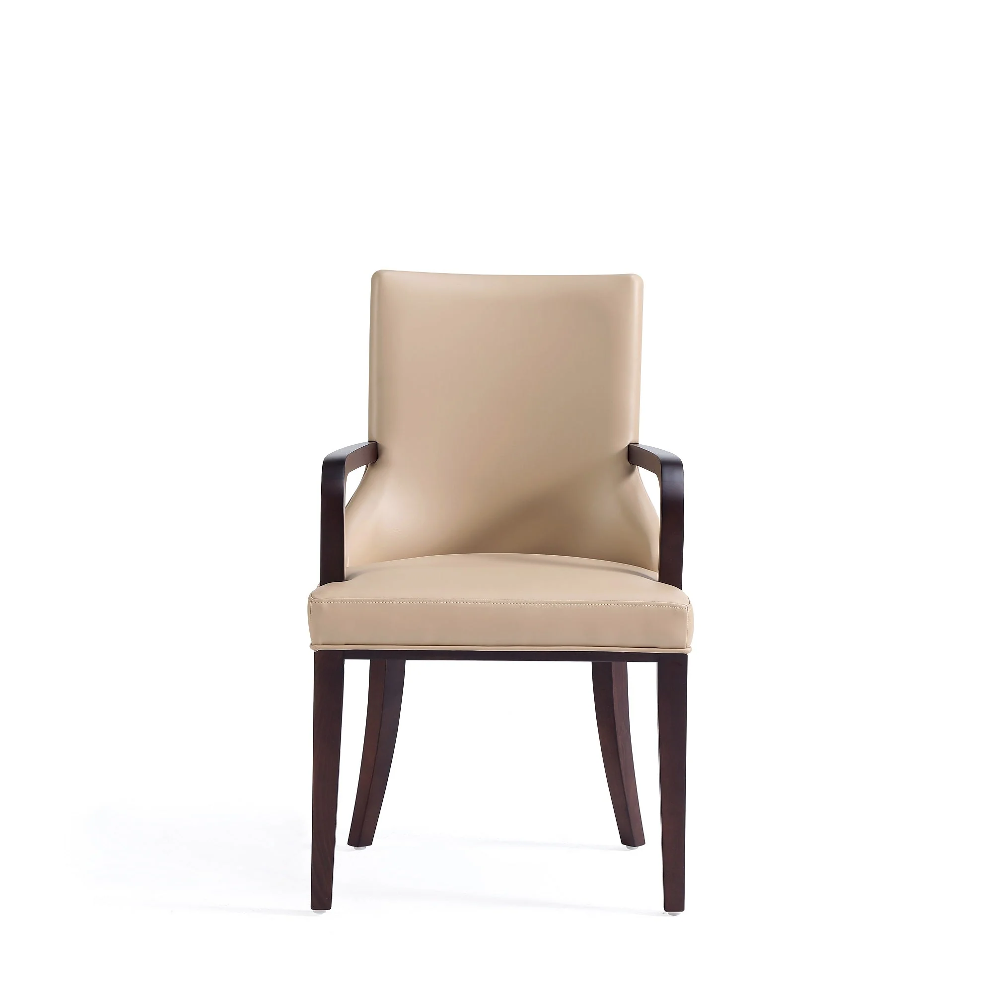 Shubert Faux Leather and Velvet Dining Armchair in Tan (set of 2) - Image 4