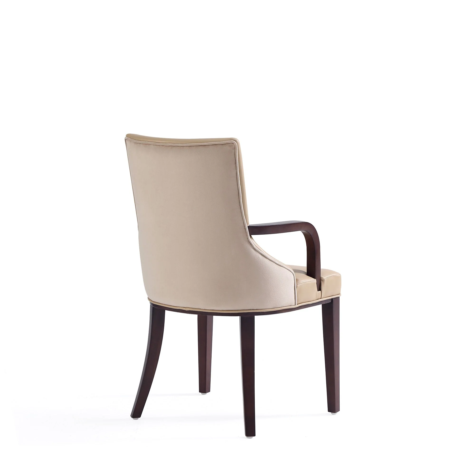 Shubert Faux Leather and Velvet Dining Armchair in Tan (set of 2) - Image 6