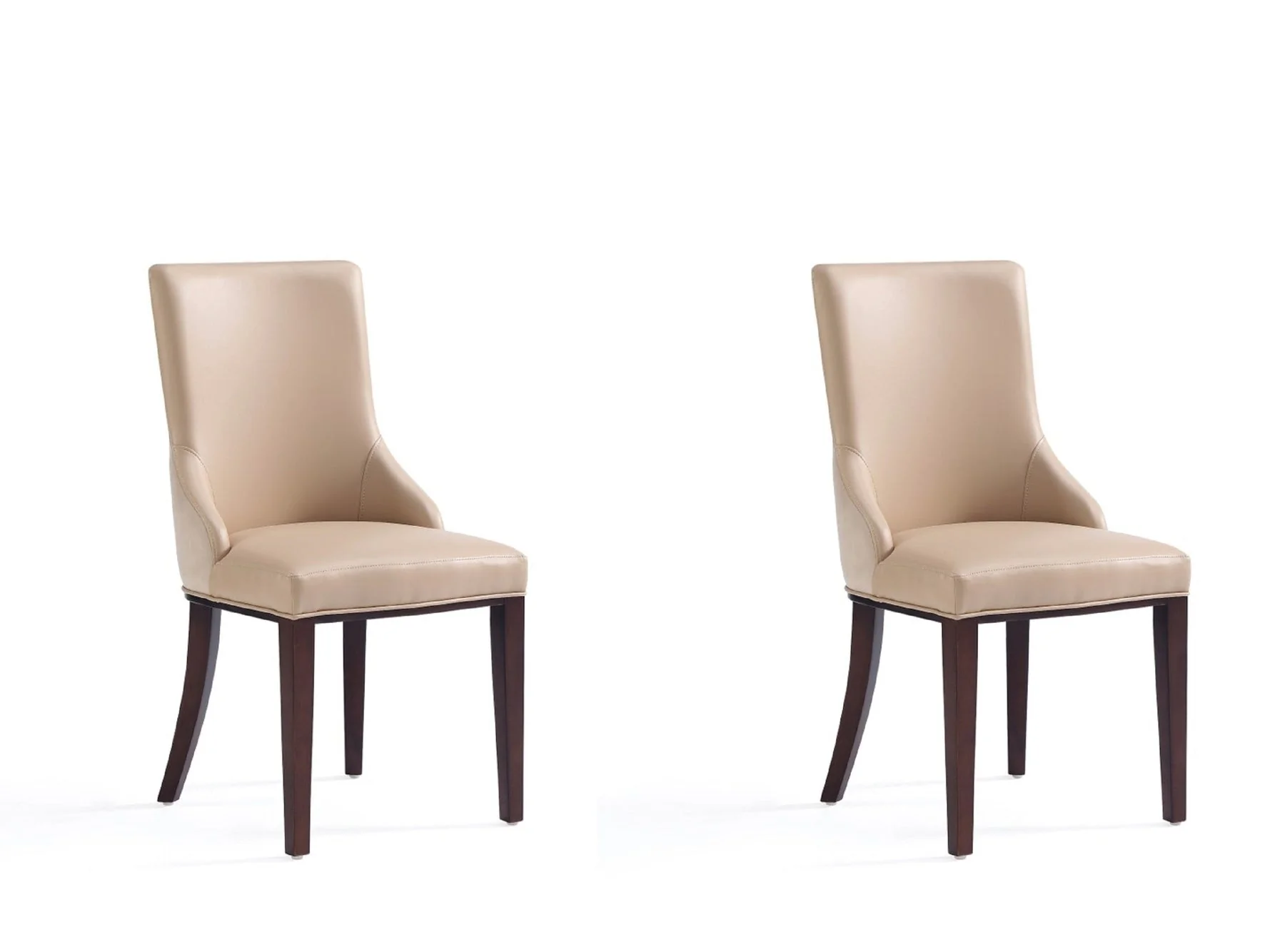 Shubert Faux Leather and Velvet Dining Chair in Tan (set of 2)