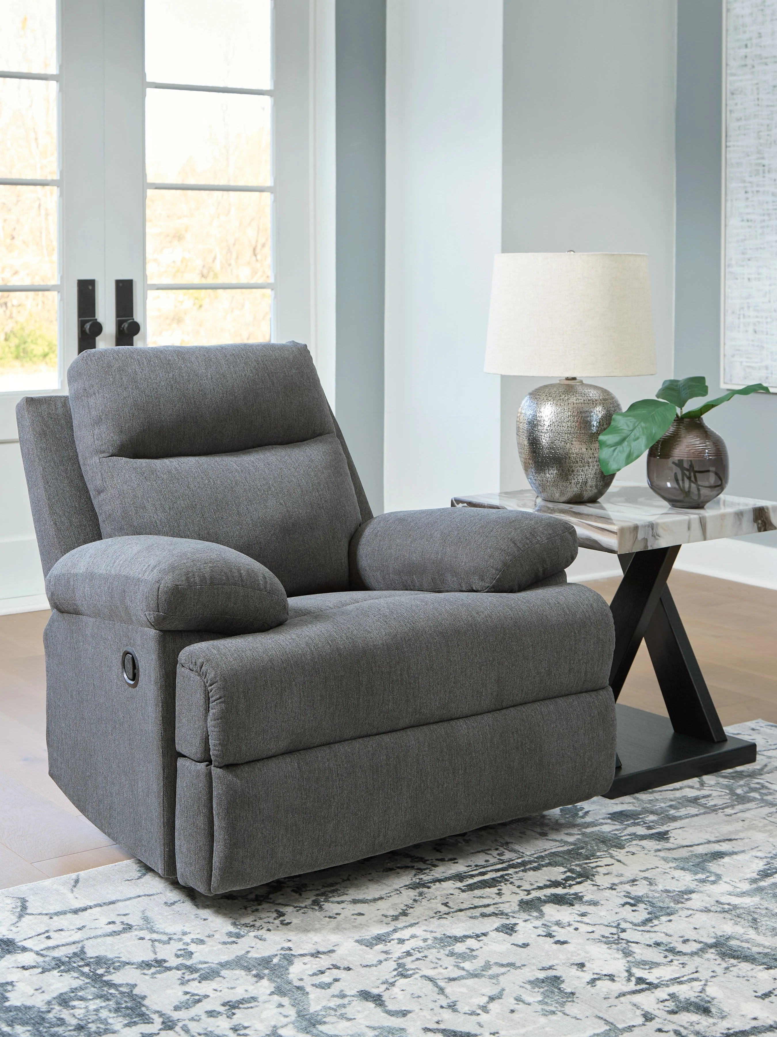 Side-Swipe Charcoal Manual Recliner - Image 2
