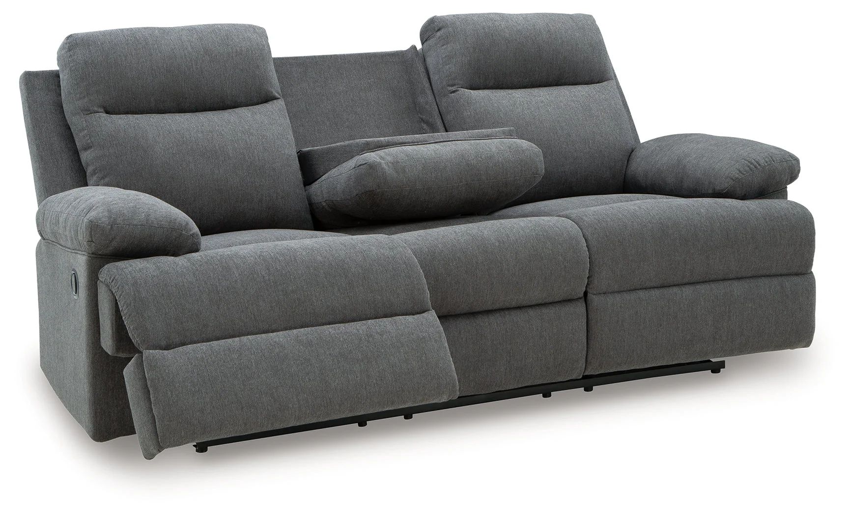 Side-Swipe Charcoal Manual Reclining Sofa with Drop Down Table - Image 3