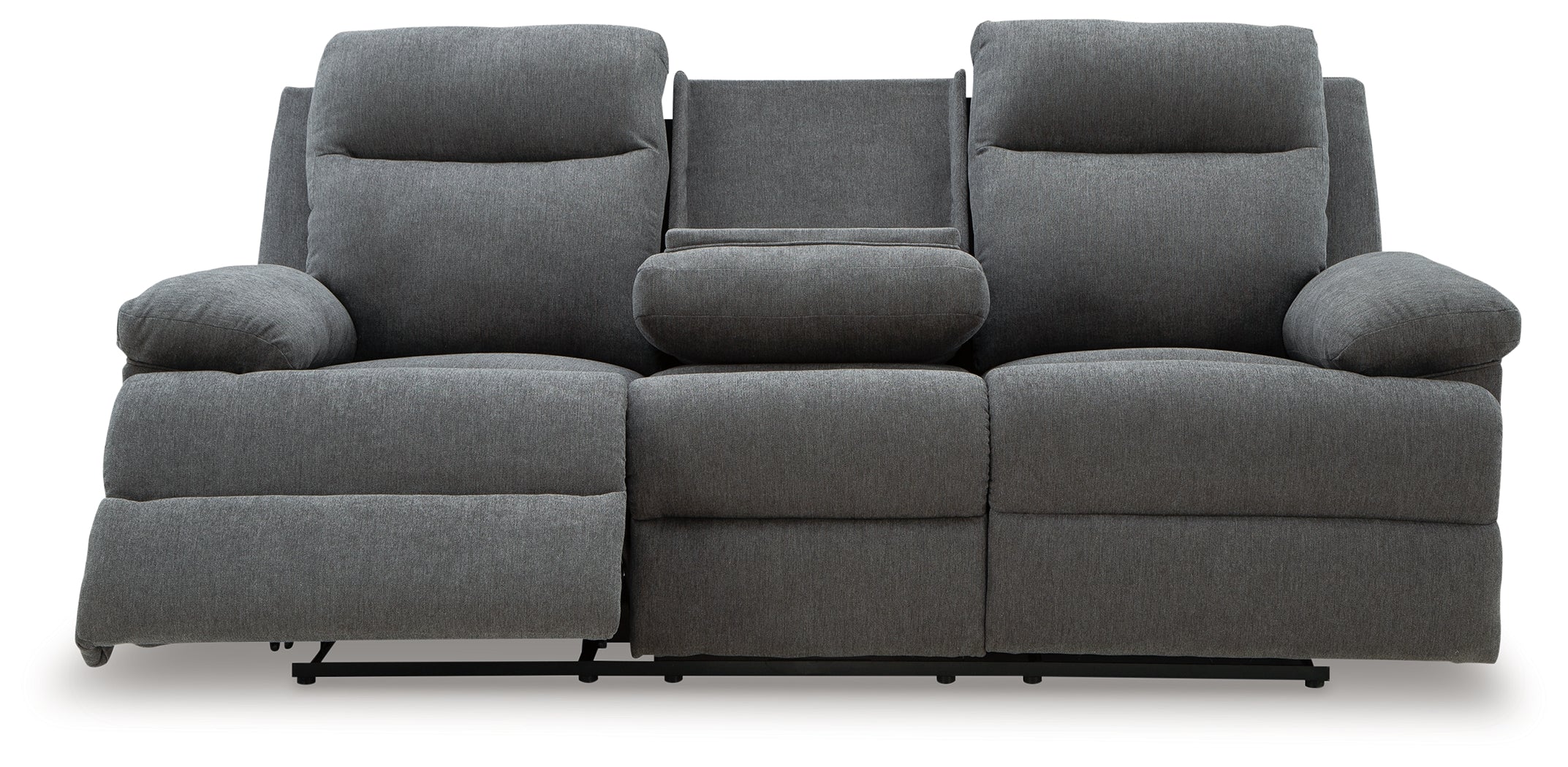 Side-Swipe Charcoal Manual Reclining Sofa with Drop Down Table - Image 5