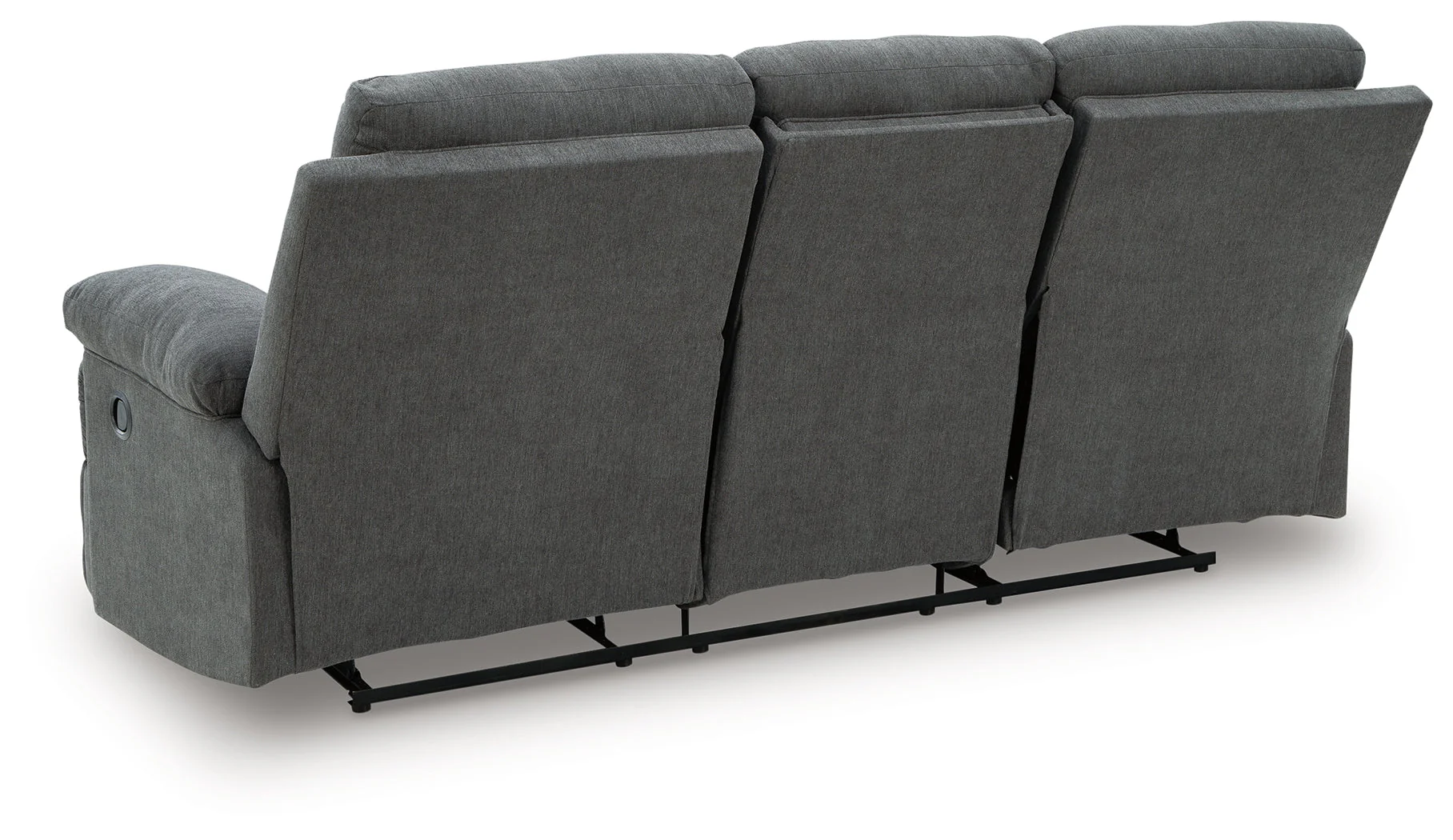 Side-Swipe Charcoal Manual Reclining Sofa with Drop Down Table - Image 6