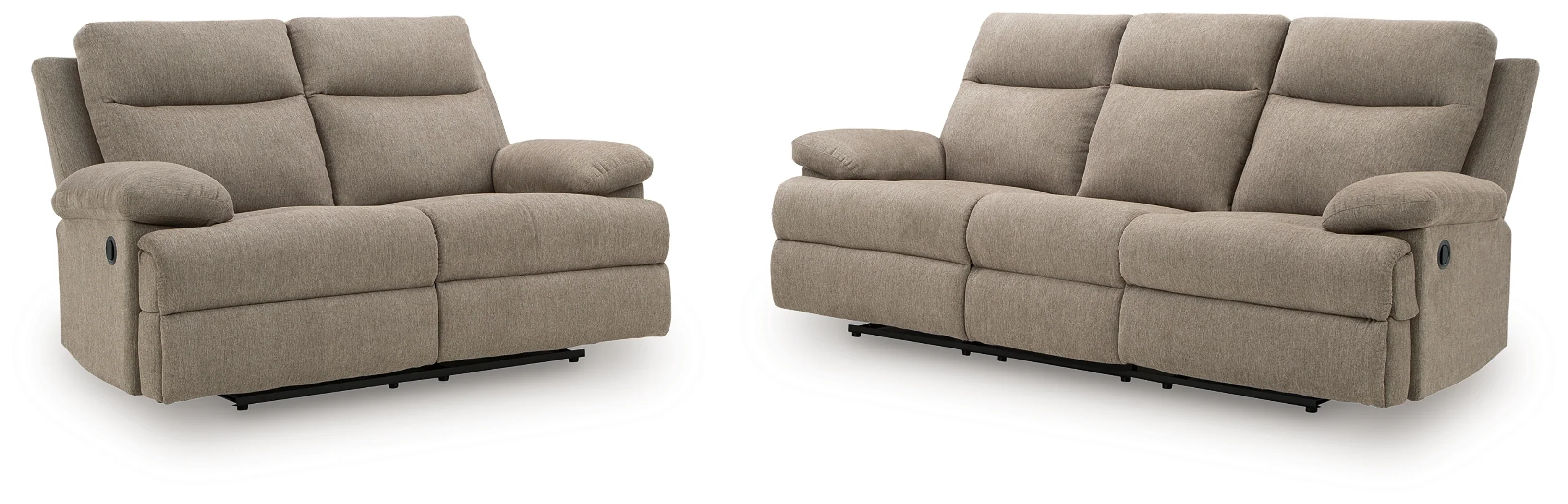 Side-Swipe Mocha Manual Reclining Sofa and Loveseat