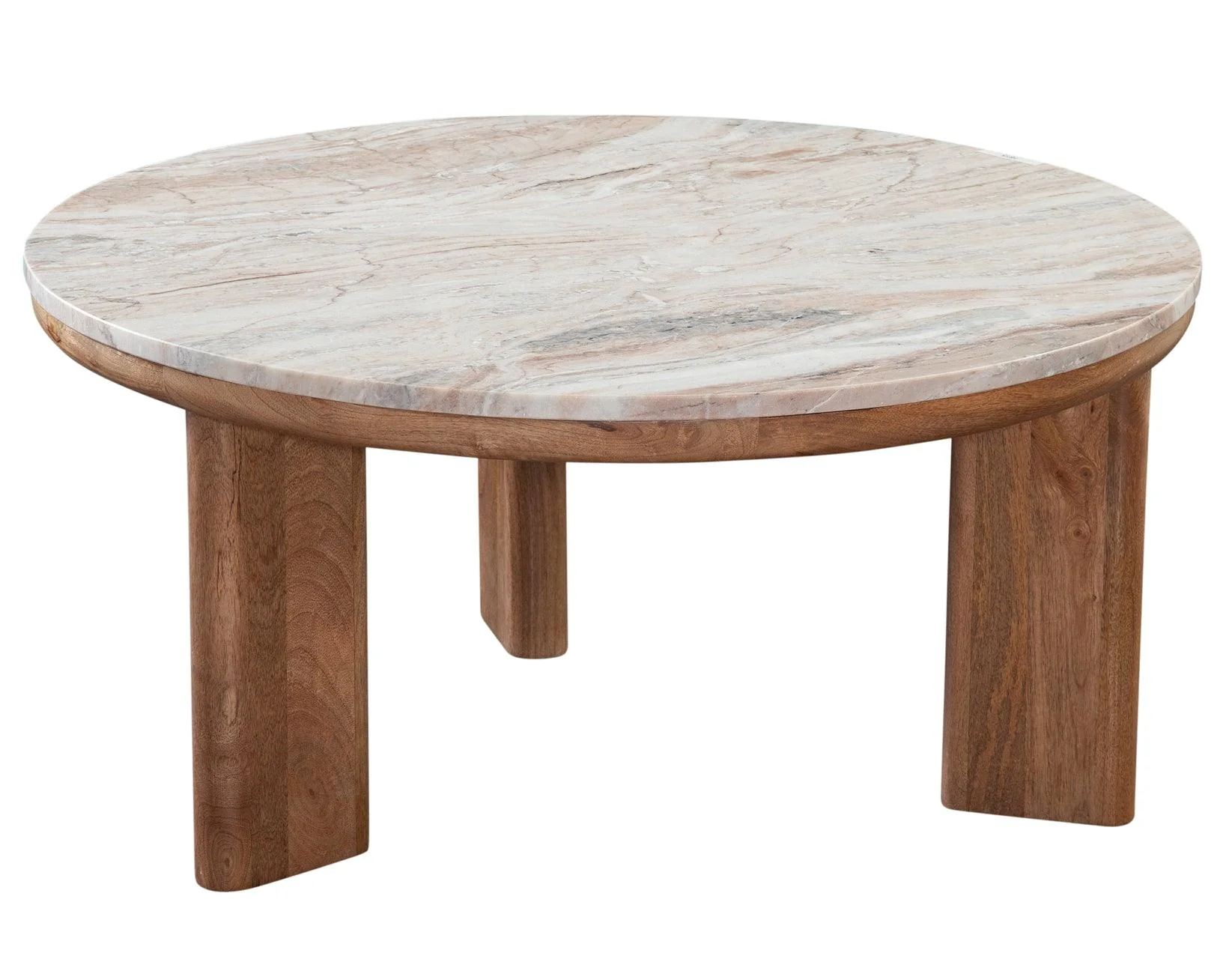 Sidney 36″ Round Brown Marble Top Coffee Table - Image 3