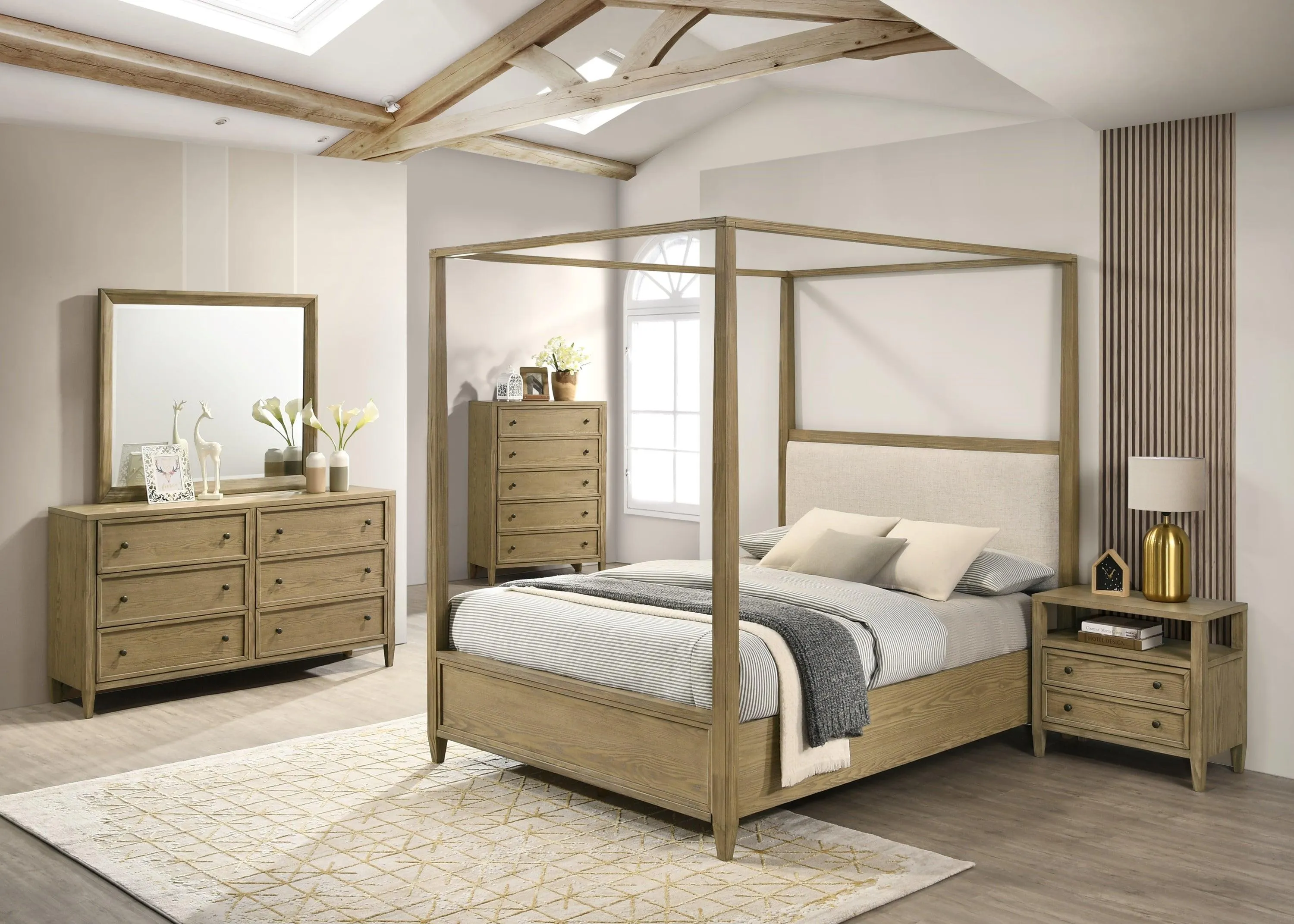 Sienna Rustic Natural Queen Canopy Platform Bed - Image 3