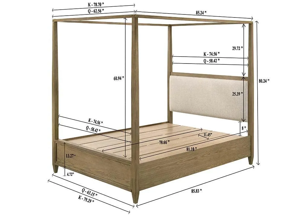 Sienna Rustic Natural Queen Canopy Platform Bed - Image 4