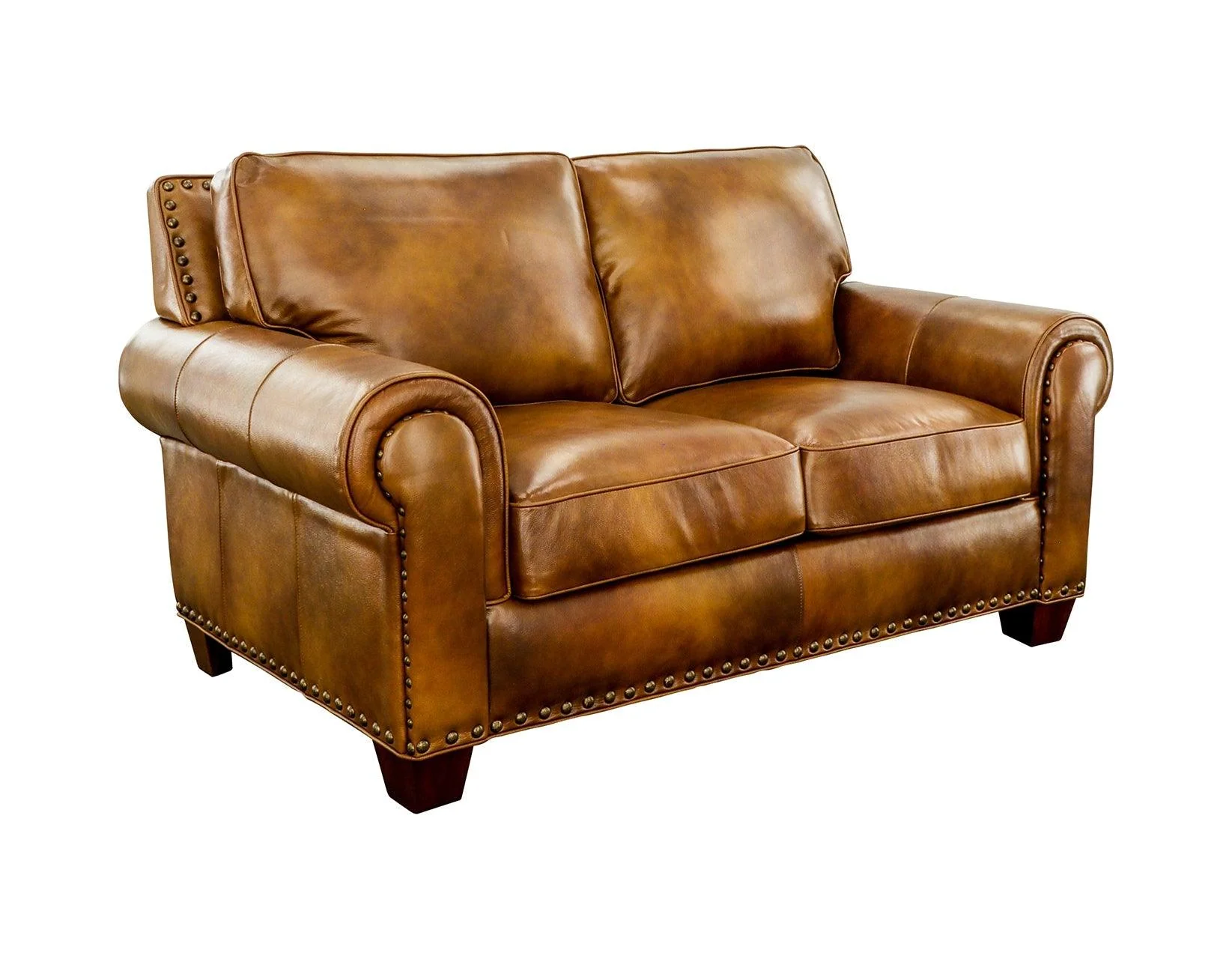 Silverado Camel Top-Grain Leather Loveseat - Image 3