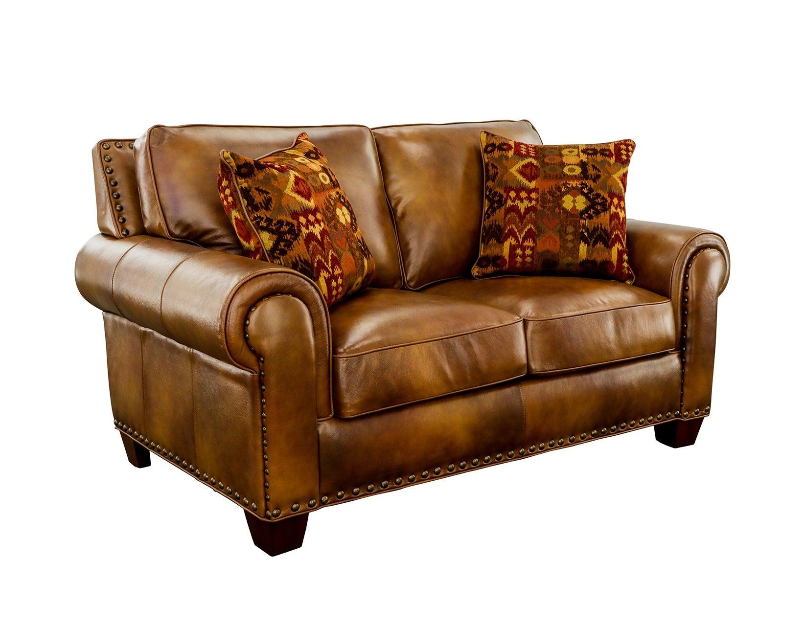 Silverado Camel Top-Grain Leather Loveseat - Image 8