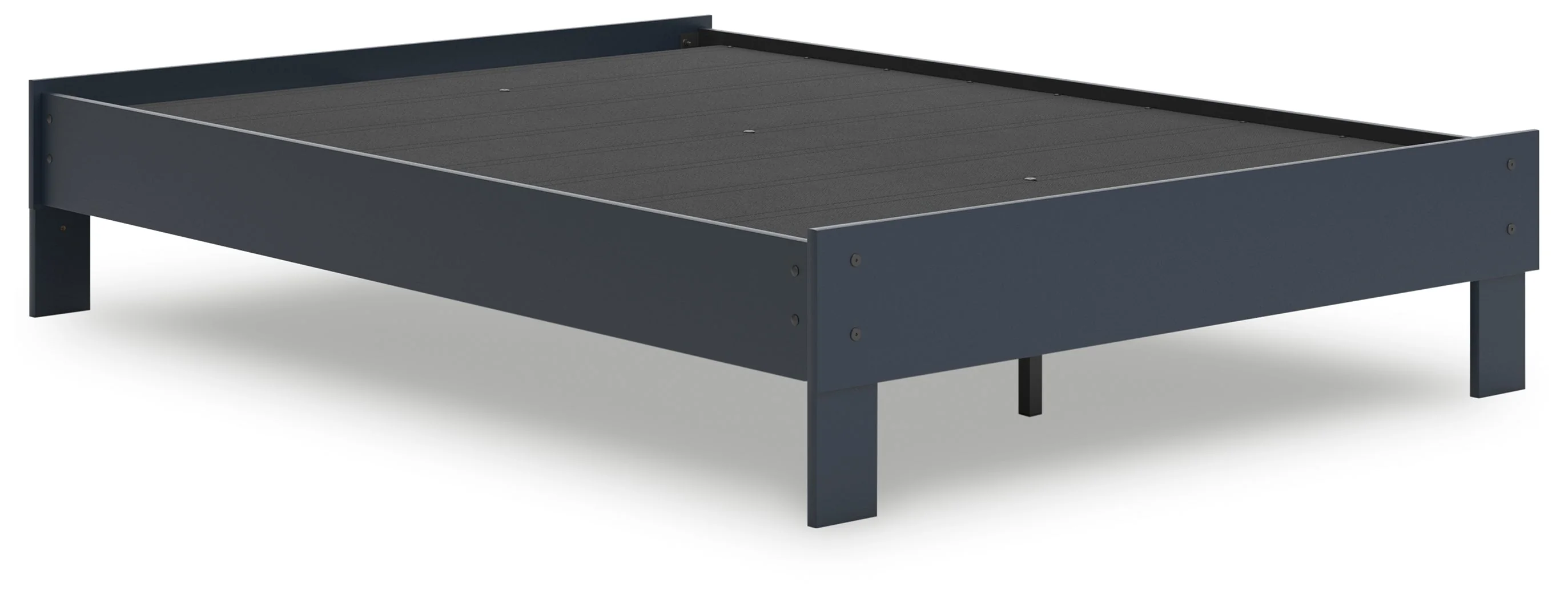 Simmenfort Navy Blue Full Platform Base Bed - Image 3