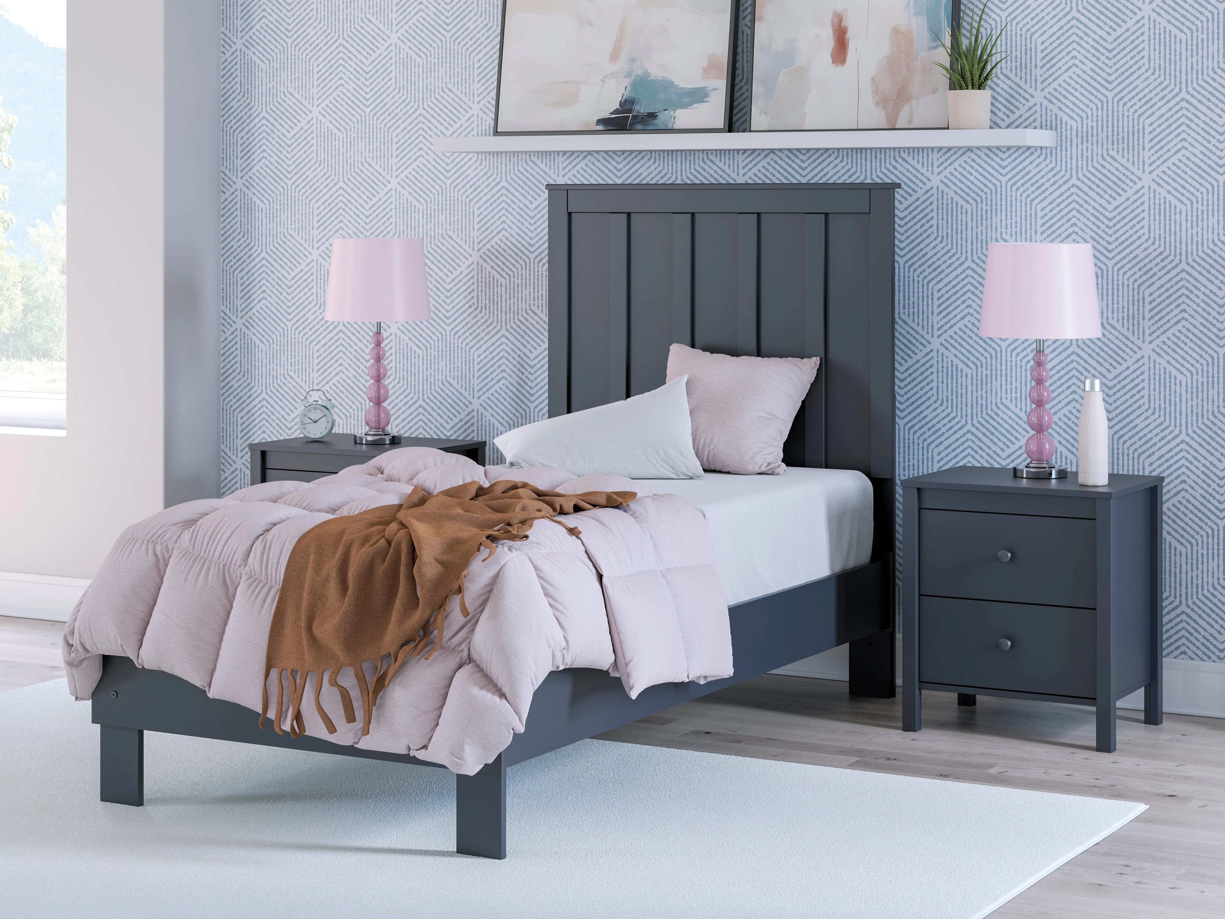 Simmenfort Navy Blue Twin Platform Bed - Image 2