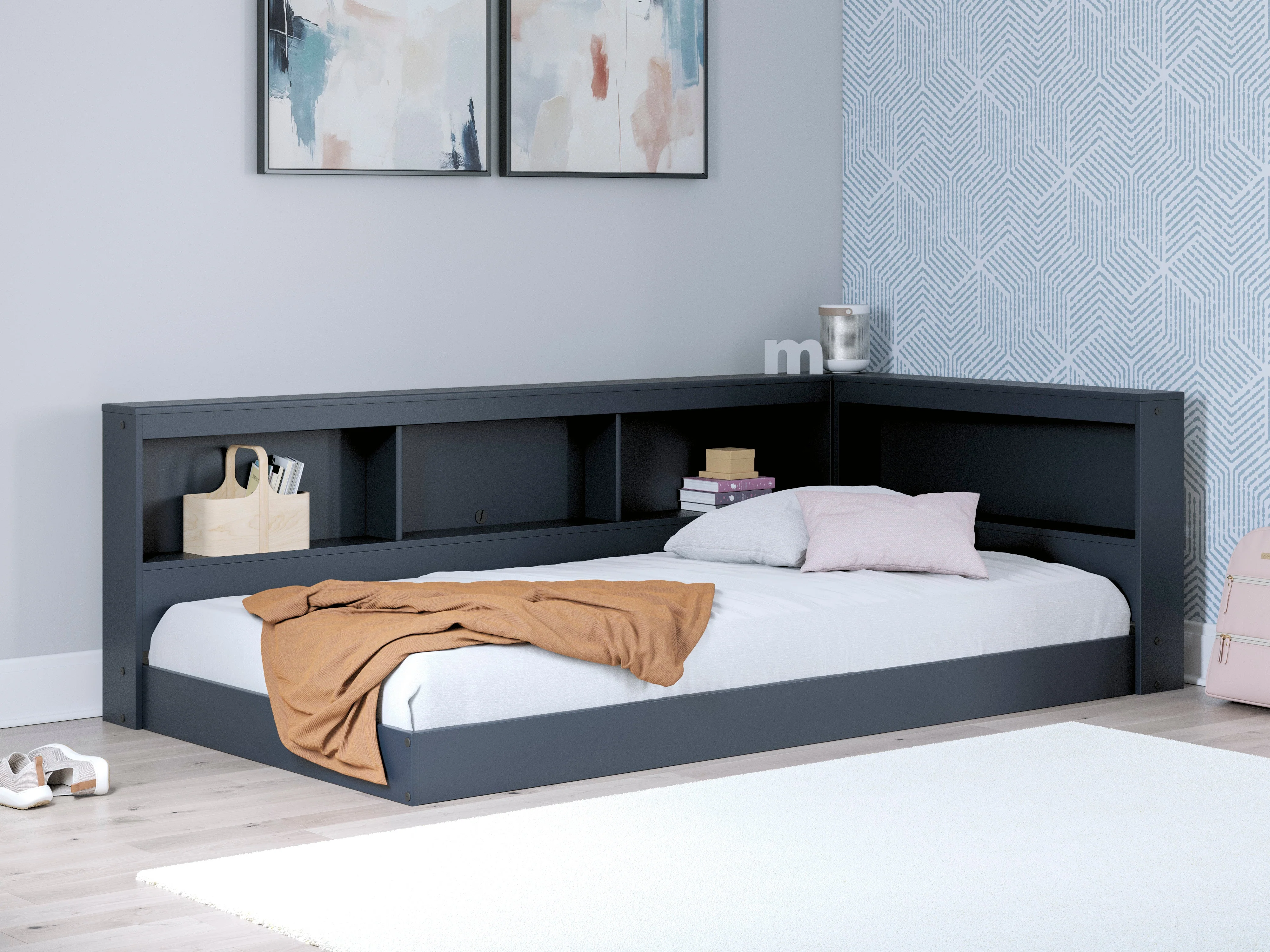 Simmenfort Navy Blue Youth Bookcase Storage Bedroom Set - Image 3