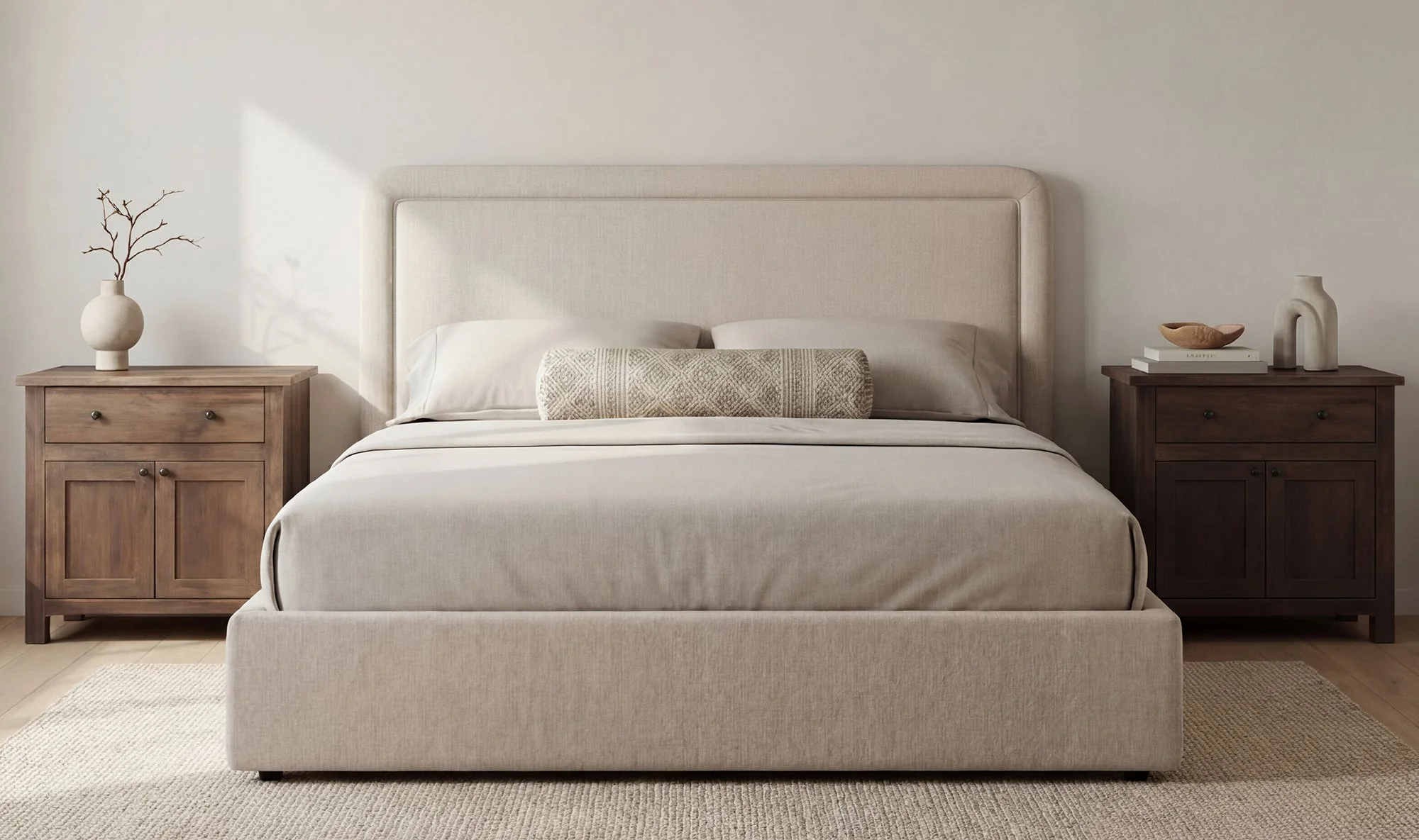 Simon Queen Storage Bed Flecked Beige - Image 3