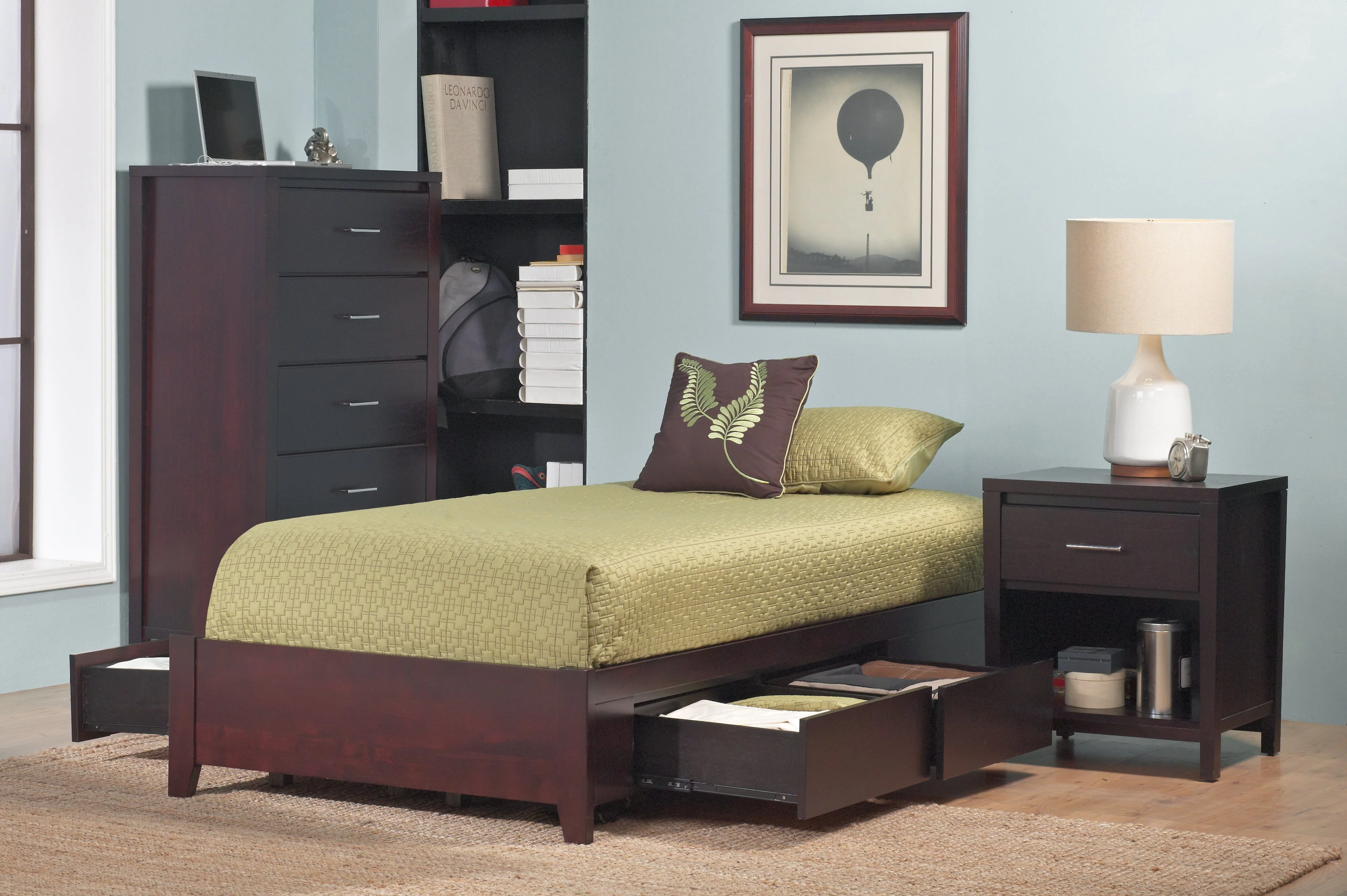 Simple Wood Queen Storage Bed in Espresso - Image 10
