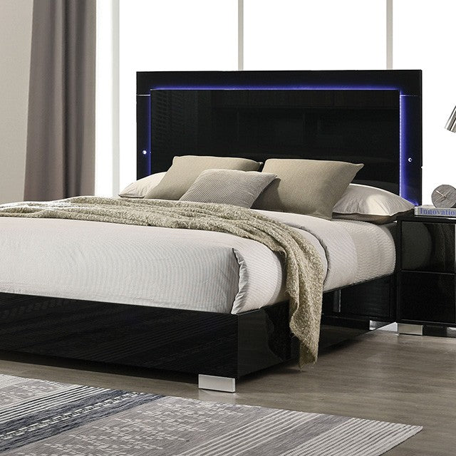 Sinistra Piano Black Queen Bed