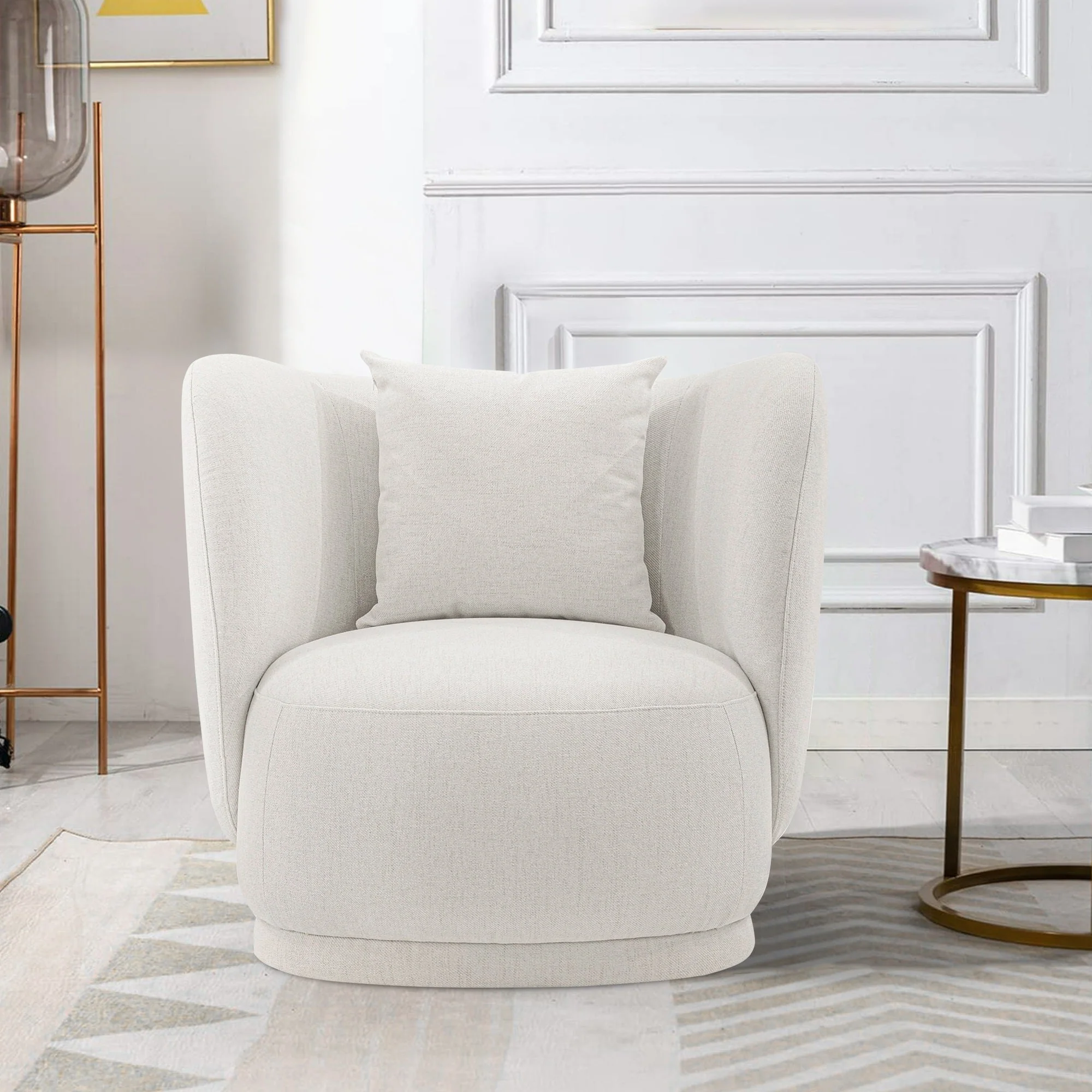 Siri 2 Piece Sofa and Accent Chair Set in Cream - Image 4