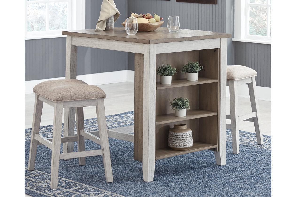 Skempton White And Light Brown 3 Piece Counter Height Dining Set
