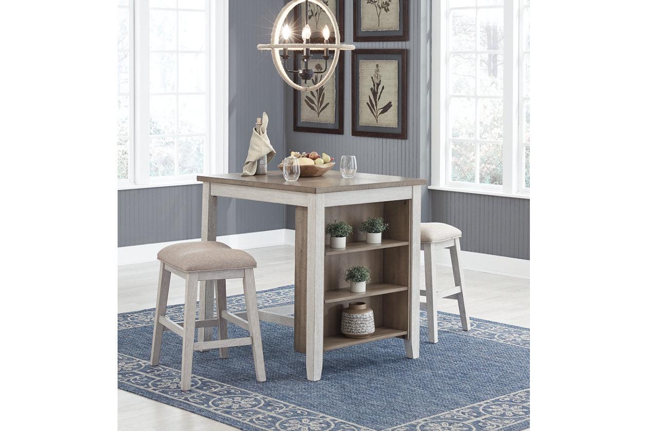 Skempton White And Light Brown 3 Piece Counter Height Dining Set - Image 5