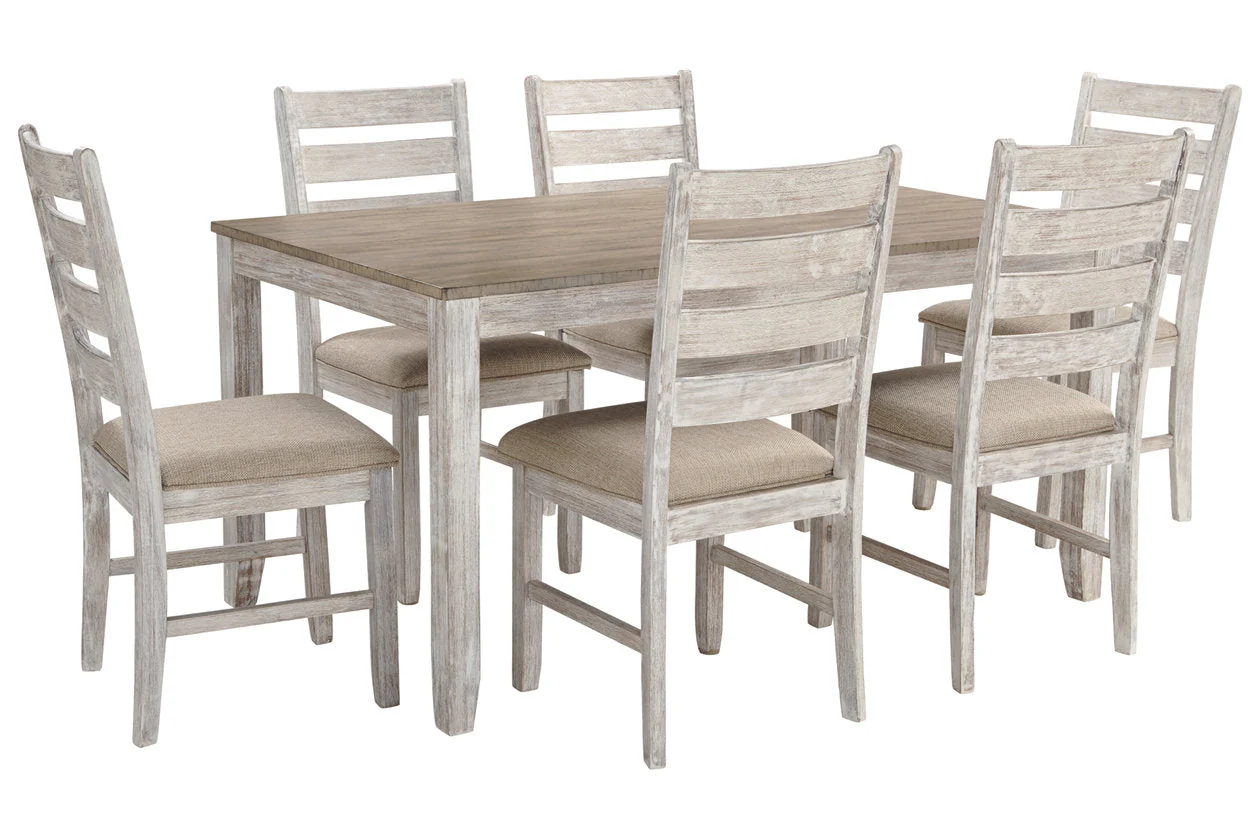 Skempton White/Light Brown Dining Table and 6 Chairs