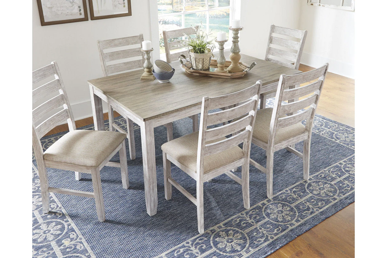 Skempton White/Light Brown Dining Table and 6 Chairs - Image 2