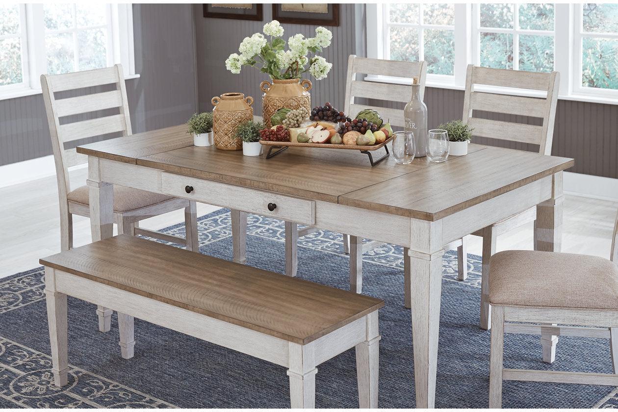 Skempton White/Light Brown Dining Table - Image 11