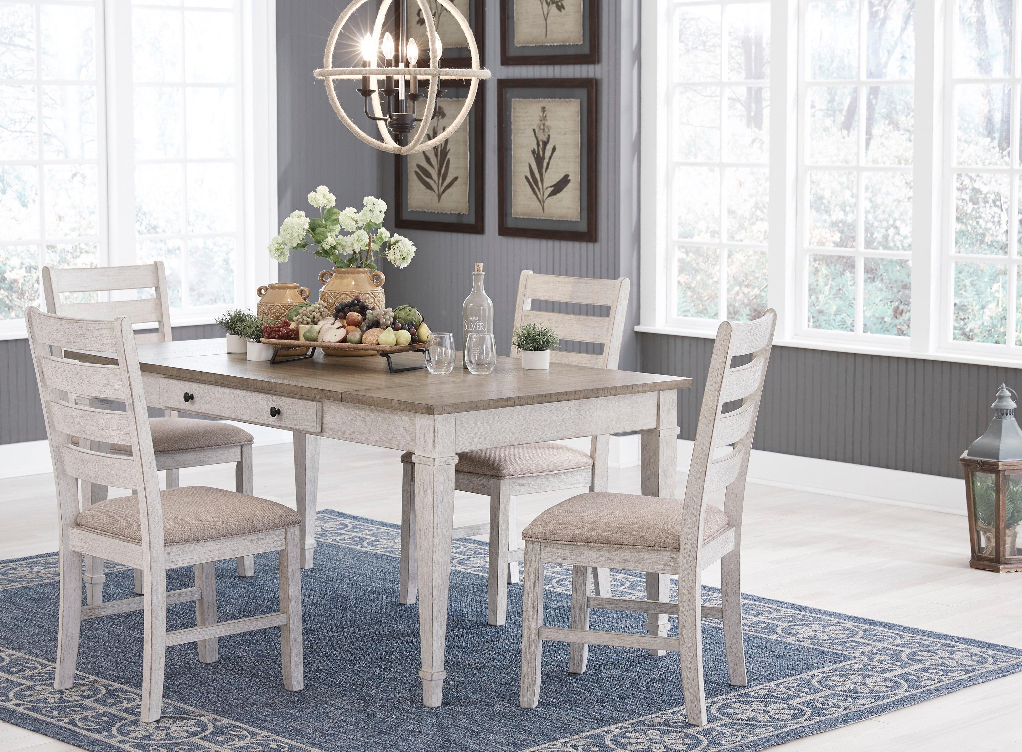 Skempton White/Light Brown Rectangular Dining Set - Image 6