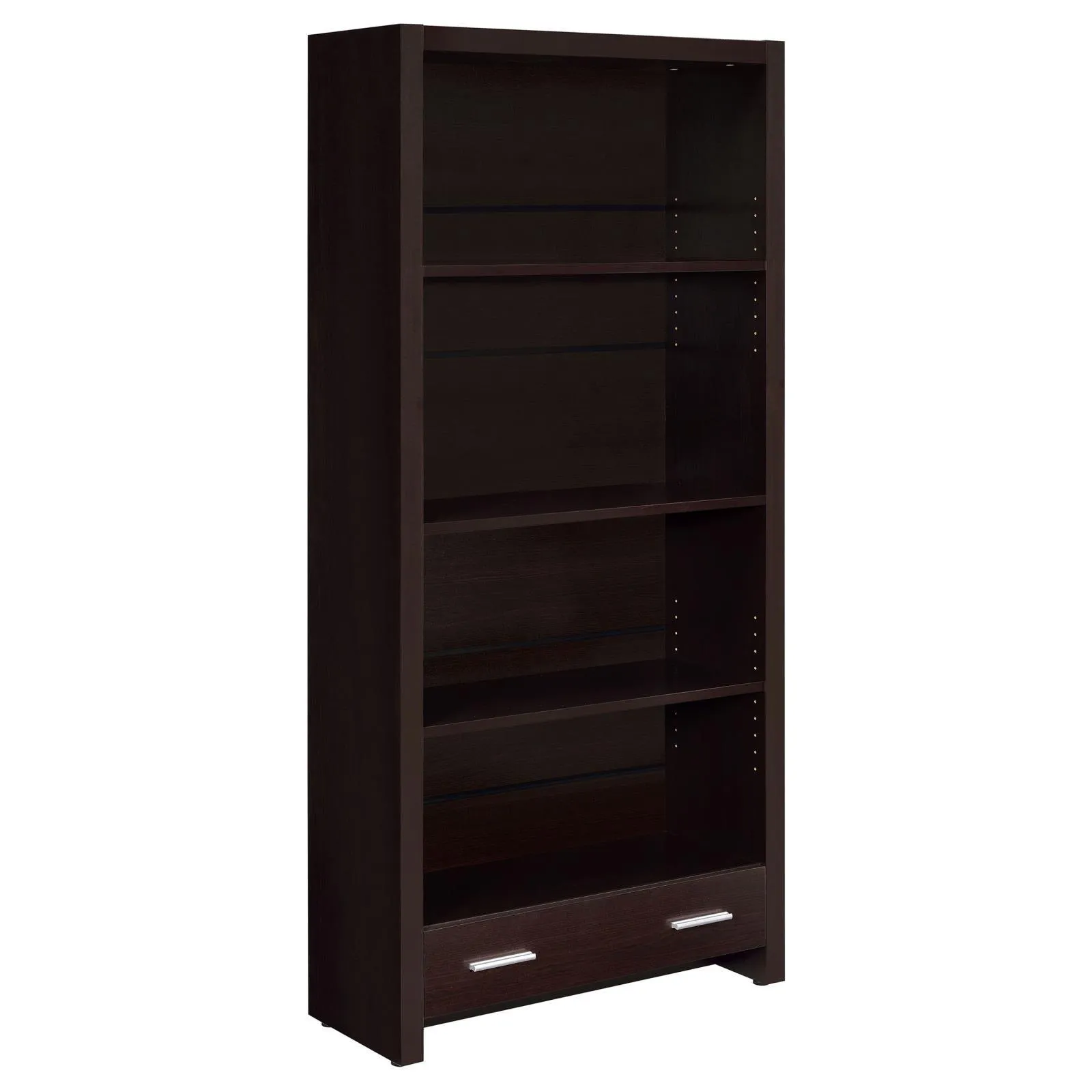 Skylar Cappuccino 5-Shelf Bookcase with Storage Drawer - Image 2