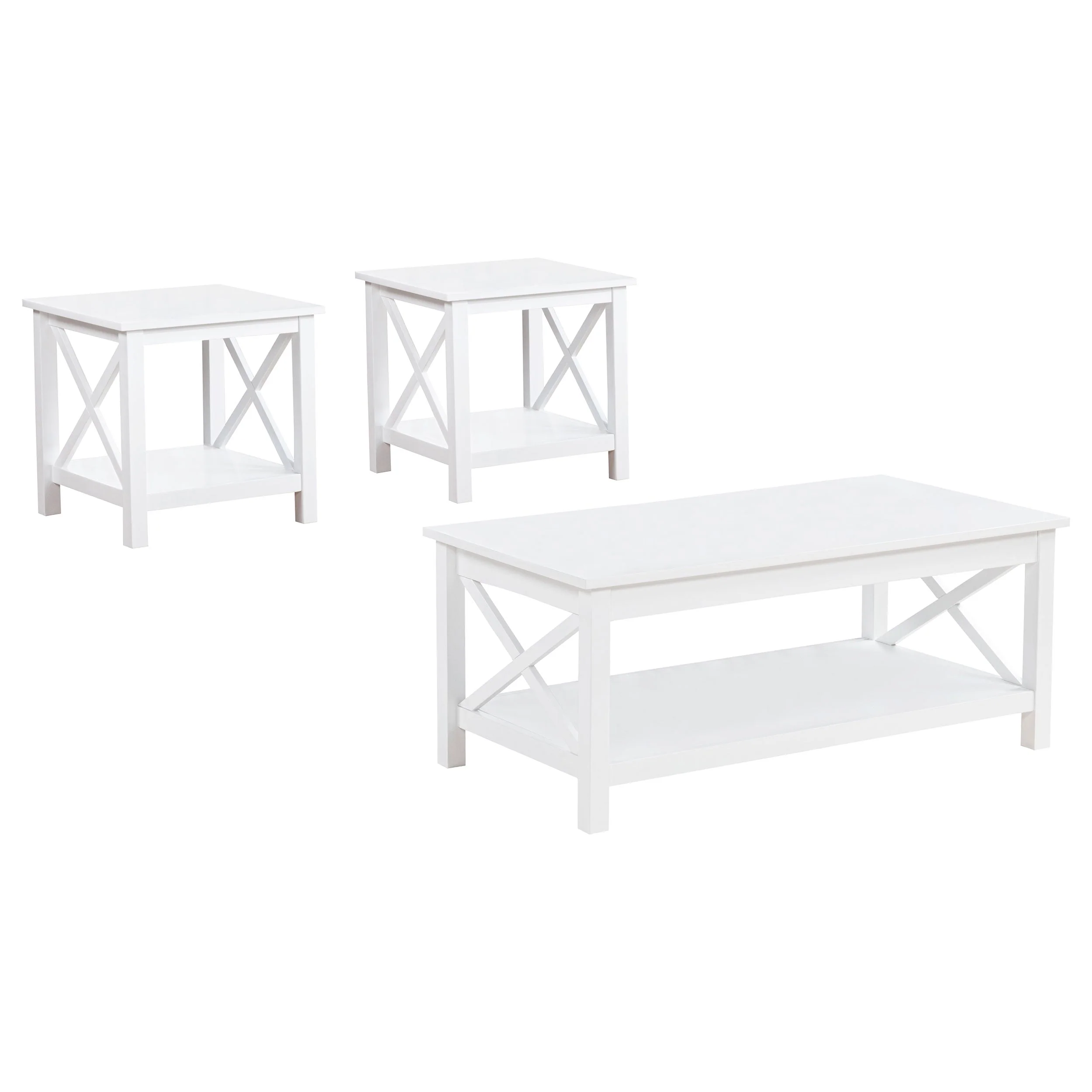Skyview White 3-piece Rectangular Lift Top Coffee Table Set - Image 2