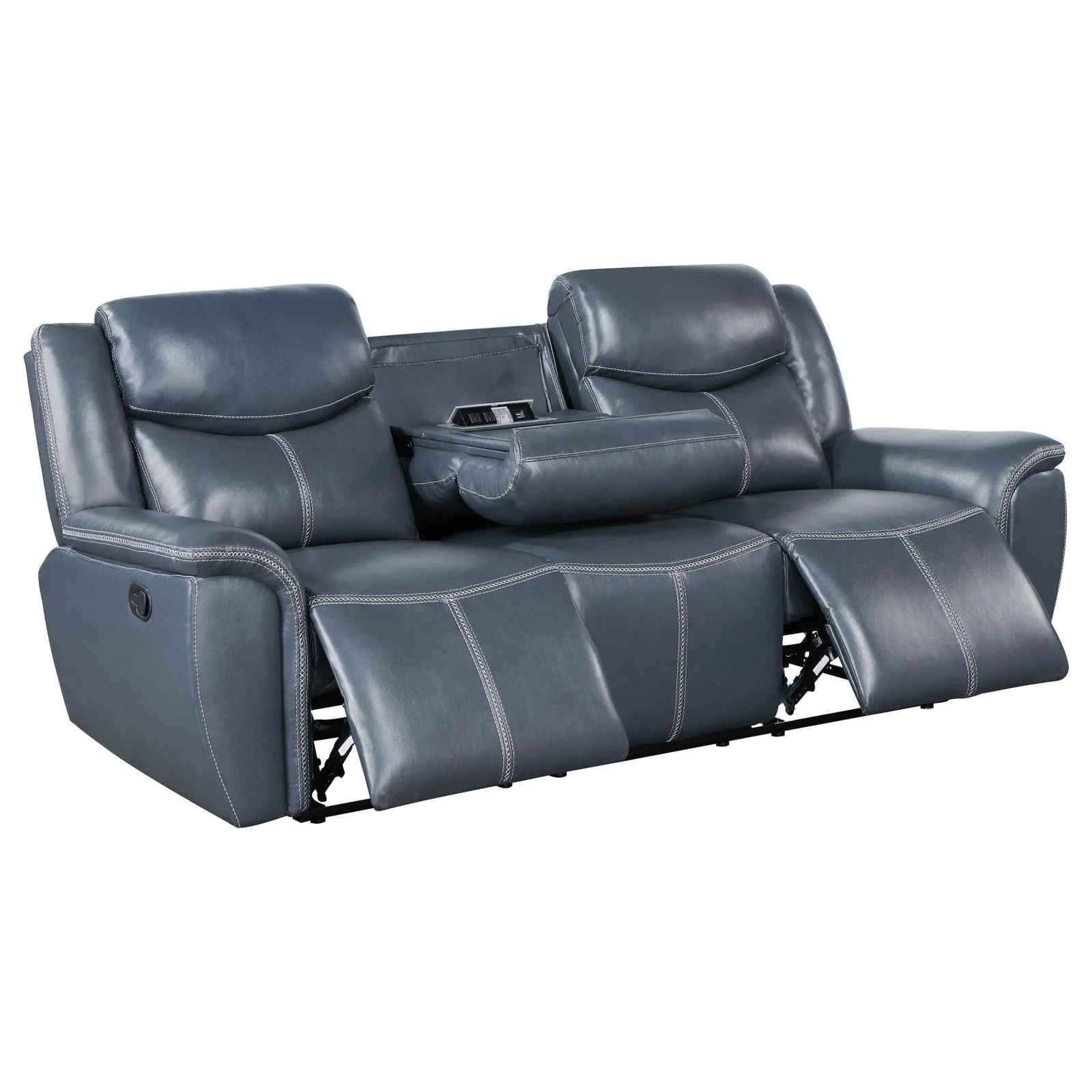 Sloane Blue 2-Piece Upholstered Motion Reclining Sofa Set - Image 4