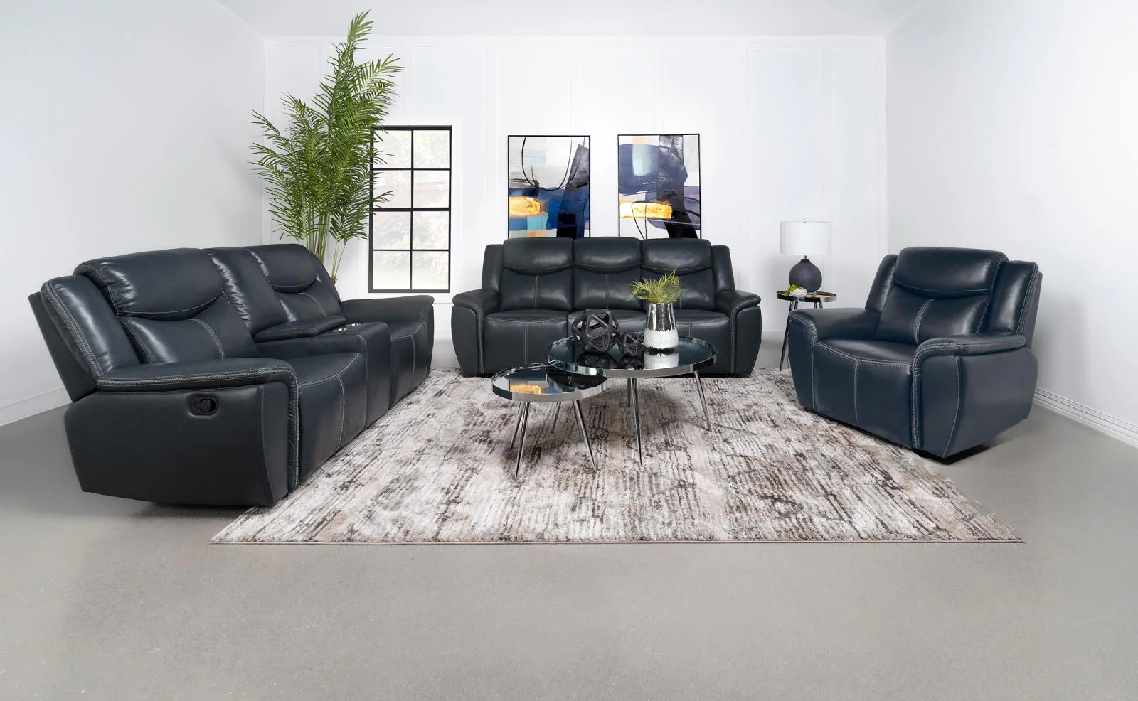 Sloane Blue Upholstered Motion Reclining Living Room Set