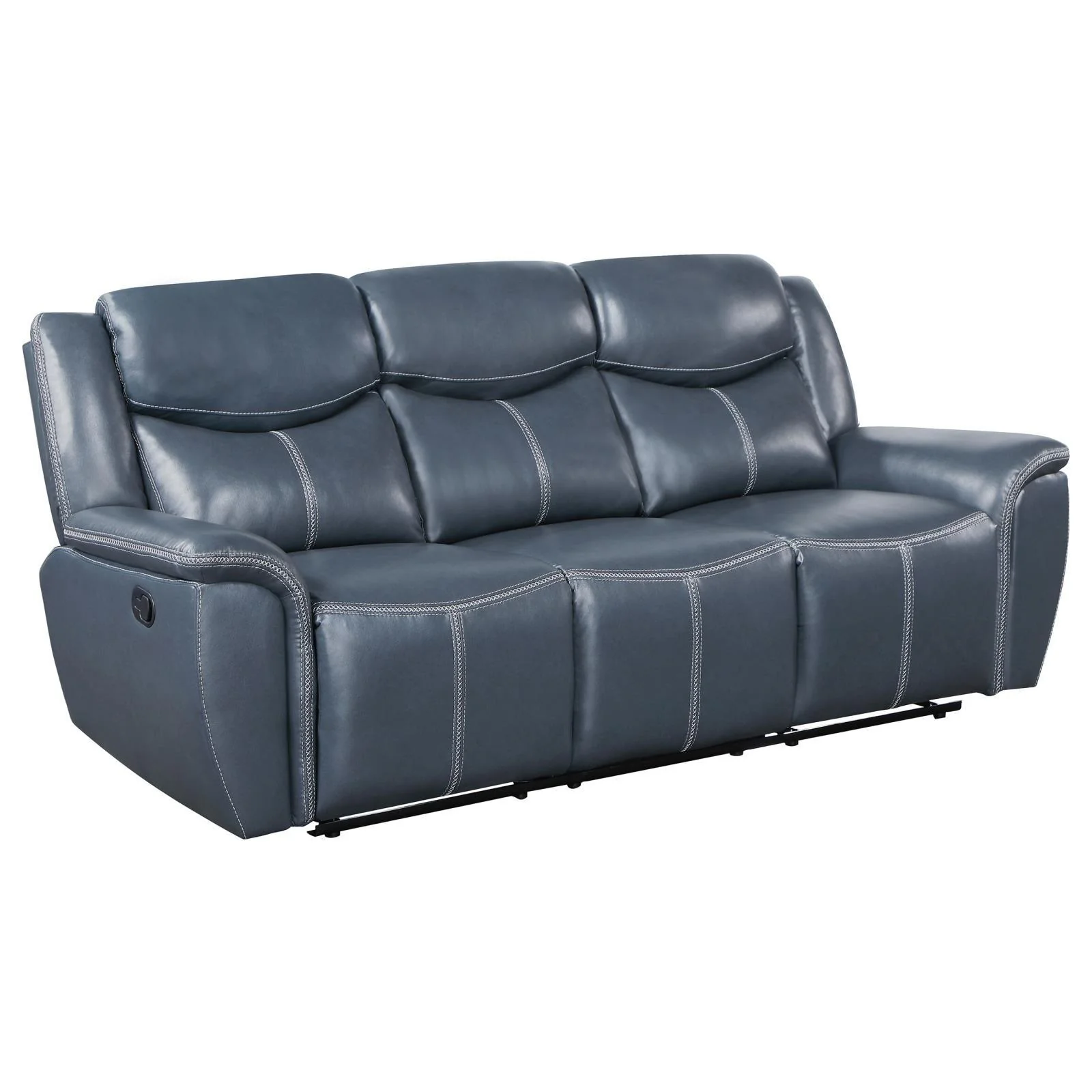 Sloane Blue Upholstered Motion Reclining Sofa with Drop Down Table - Image 3